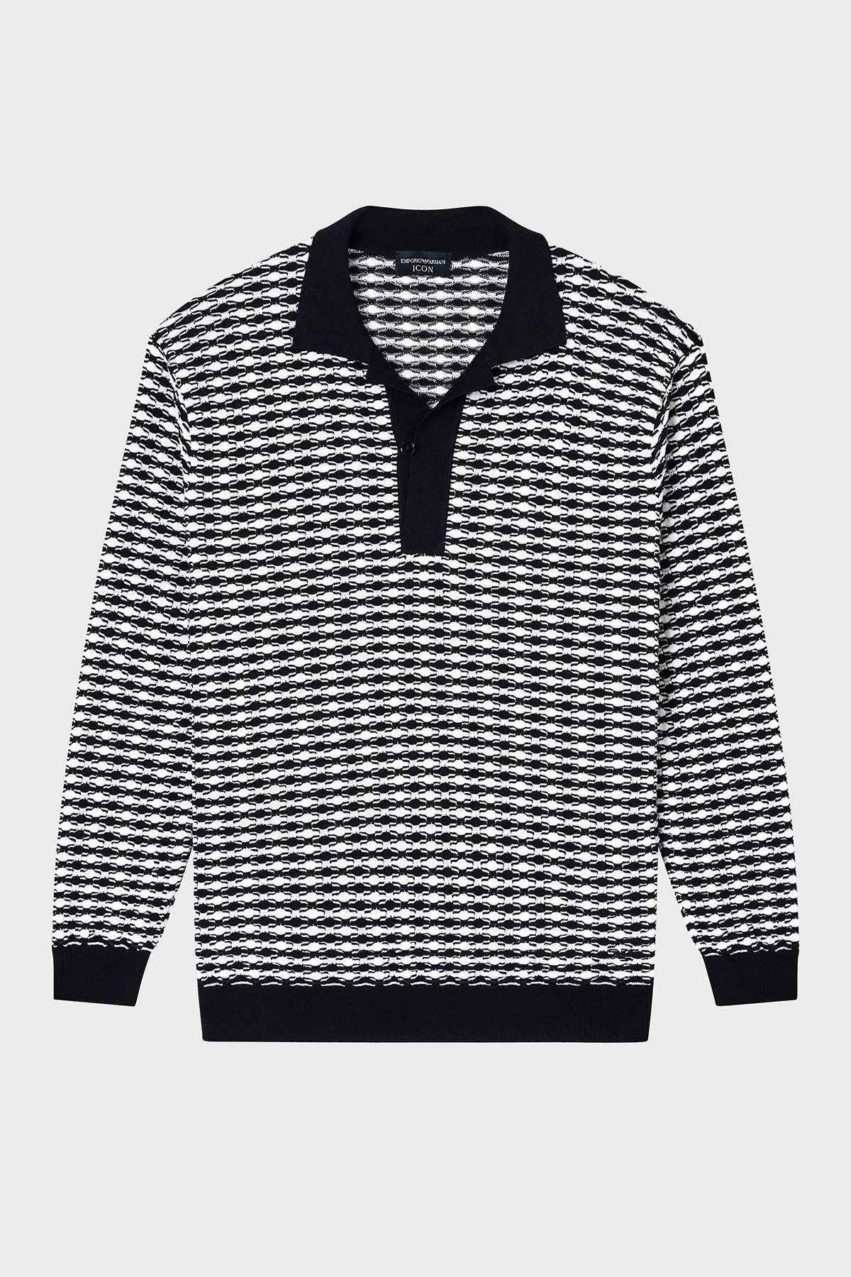 Emporio Armani Yün Karışımlı Regular Fit Düğmeli Polo Yaka Erkek Kazak EM003518 AF19833 F0015 BEYAZ-LACİVERT - 5