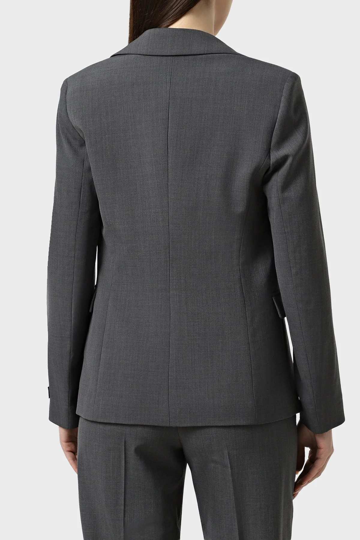 Emporio Armani Yün Karışımlı Regular Fit Kruvaze Yaka Blazer Bayan Ceket EW002137 TE15608 O8002 AÇIK GRİ MELANJ - 4