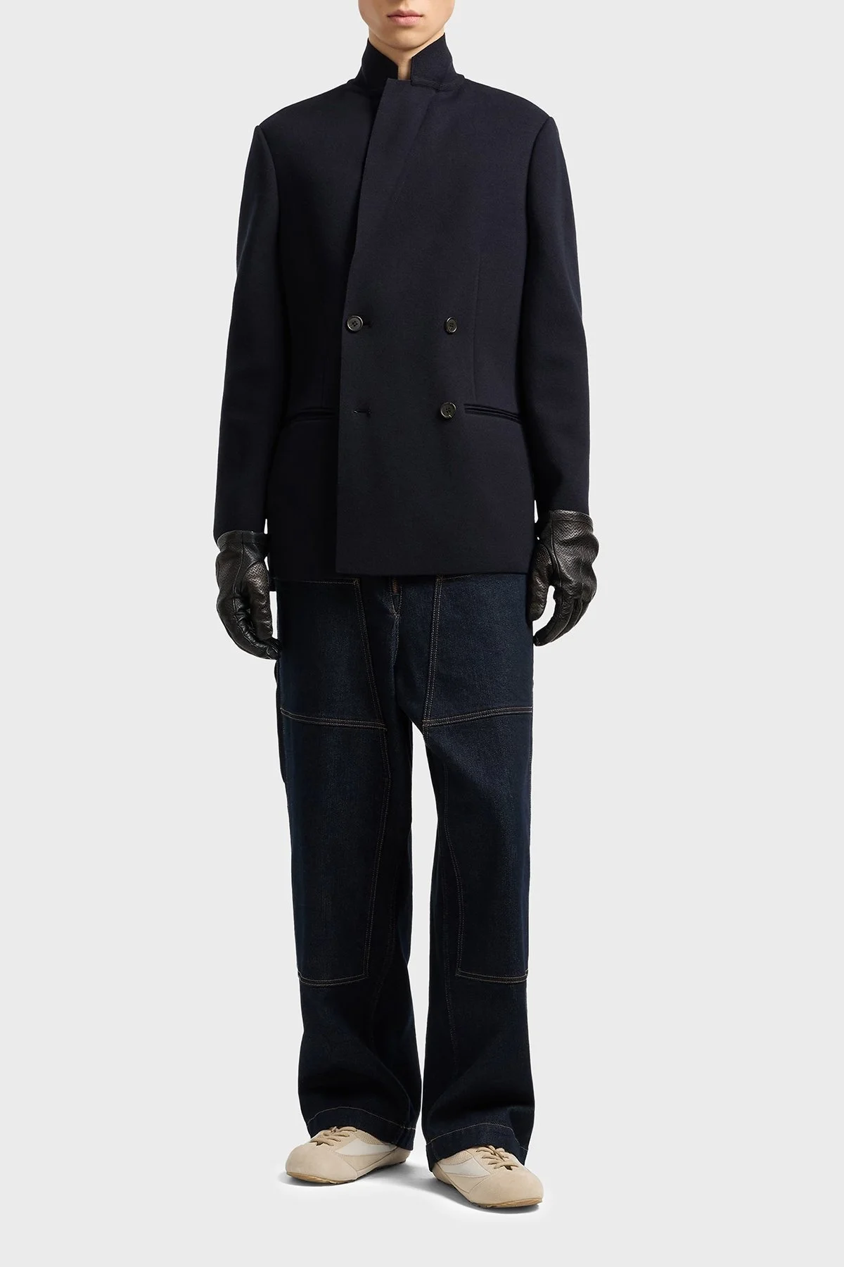 Emporio Armani Yün Karışımlı Regular Fit Kruvaze Yaka Blazer Erkek Ceket EM002428 AF19441 UB118 LACİVERT - 2