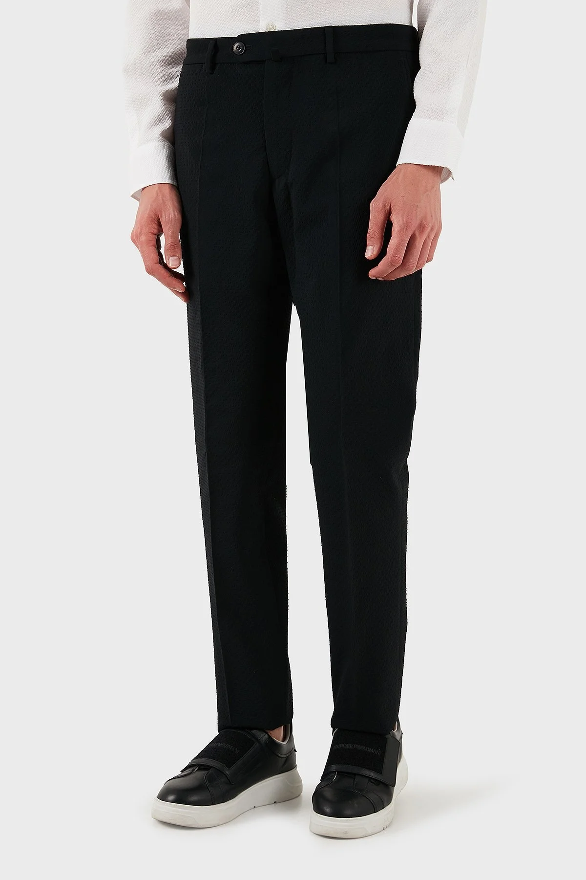 Emporio Armani Yün Karışımlı Regular Fit Normal Bel Düz Paça Erkek Pantolon EM000464 TE12332 UC001 SİYAH - 11