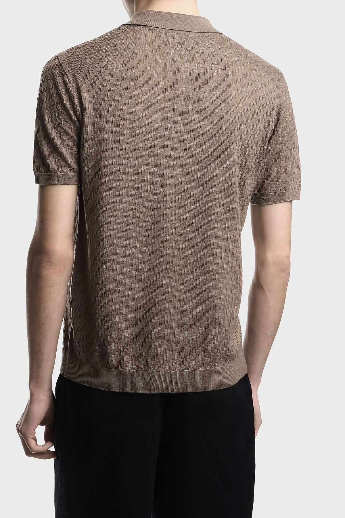 Emporio Armani Yün Karışımlı Regular Fit Polo Yaka Kısa Kollu Erkek Kazak EM004307 AF24573 U6285 VİZON - 3