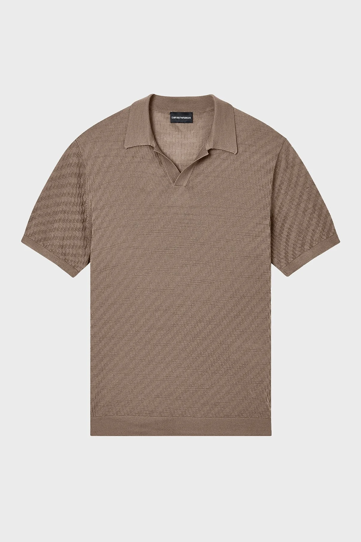 Emporio Armani Yün Karışımlı Regular Fit Polo Yaka Kısa Kollu Erkek Kazak EM004307 AF24573 U6285 VİZON - 5