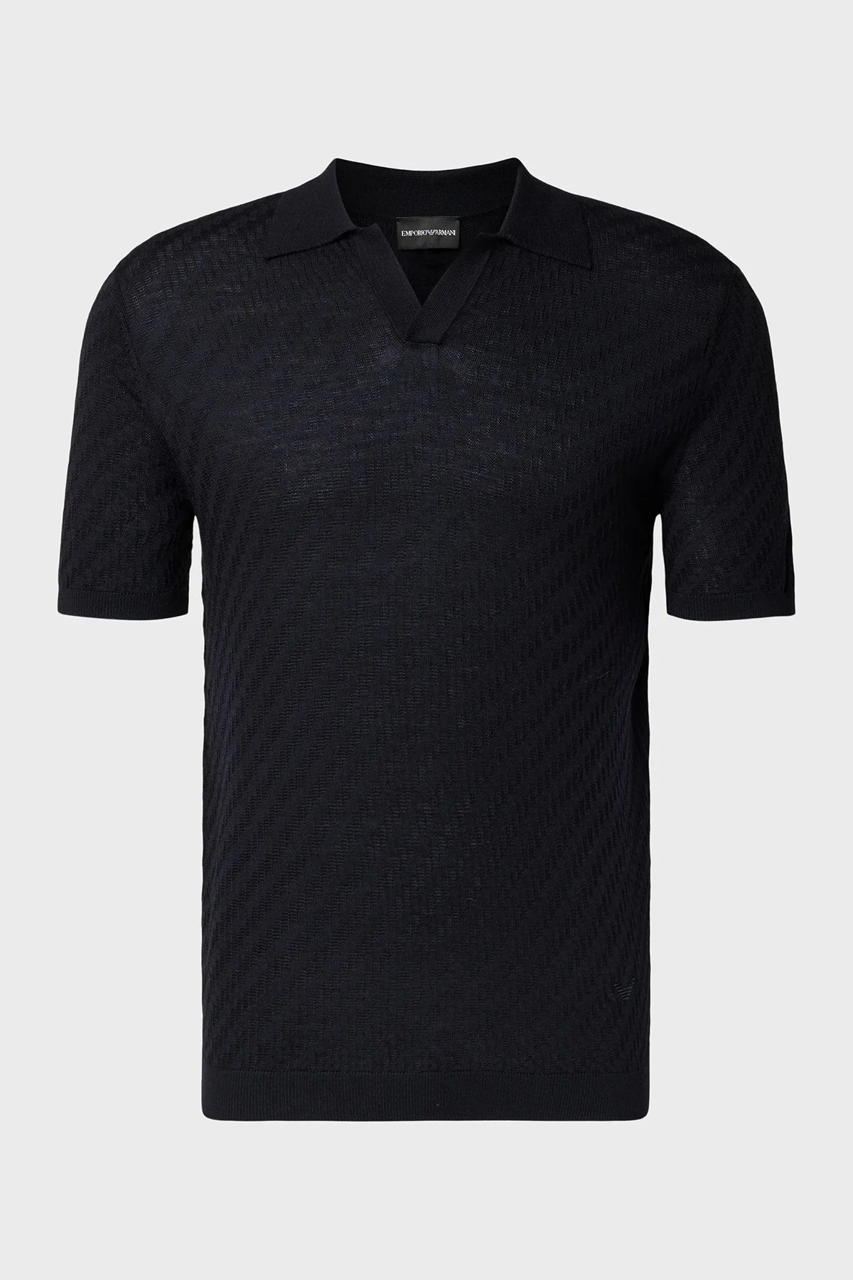 Emporio Armani Yün Karışımlı Regular Fit Polo Yaka Kısa Kollu Erkek Kazak EM004307 AF24573 UB109 LACİVERT - 5