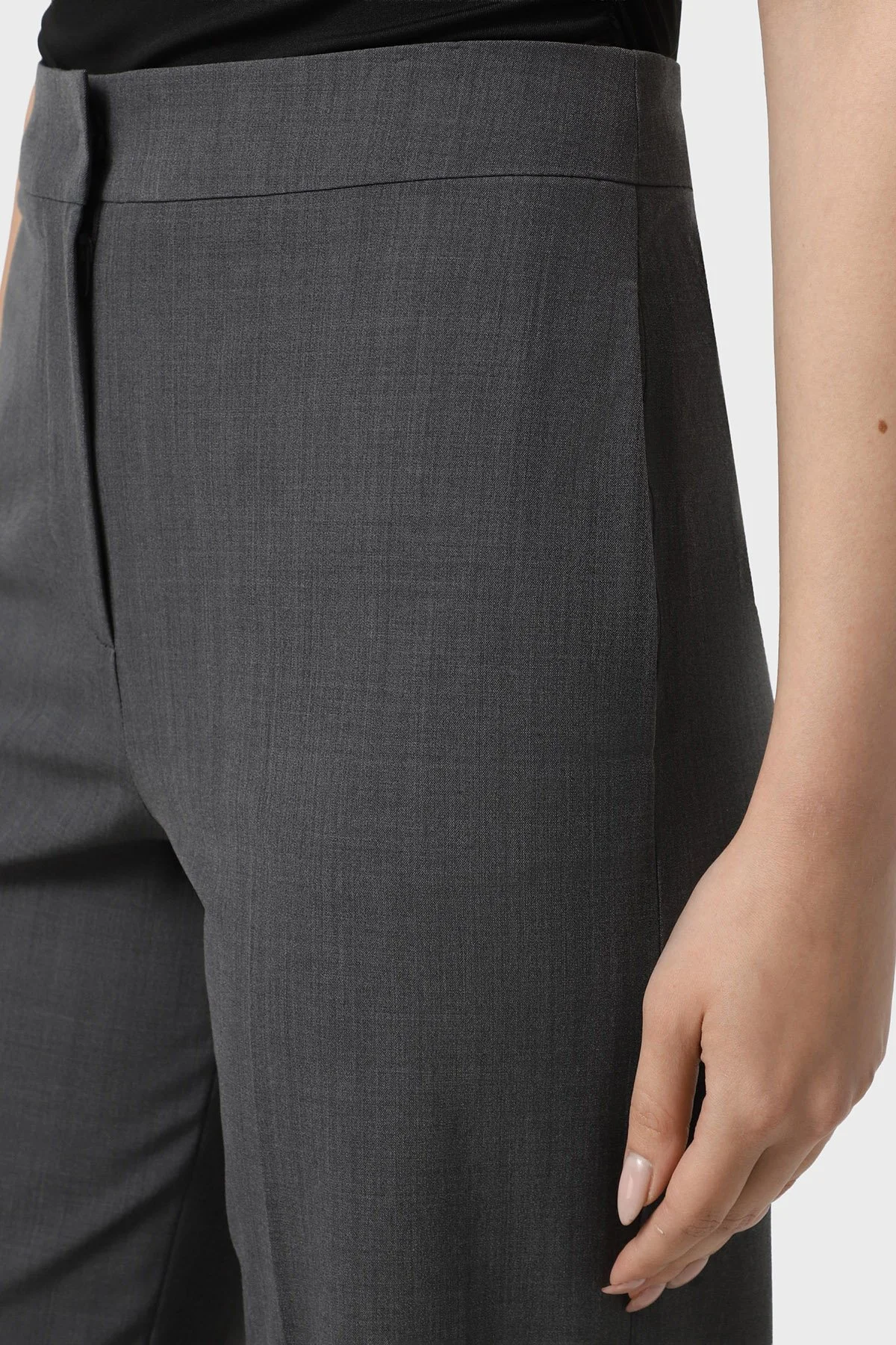 Emporio Armani Yün Karışımlı Regular Fit Yüksek Bel Geniş Paça Pantolon Bayan Ceket EW002046 TE15608 O8002 AÇIK GRİ MELANJ - 4