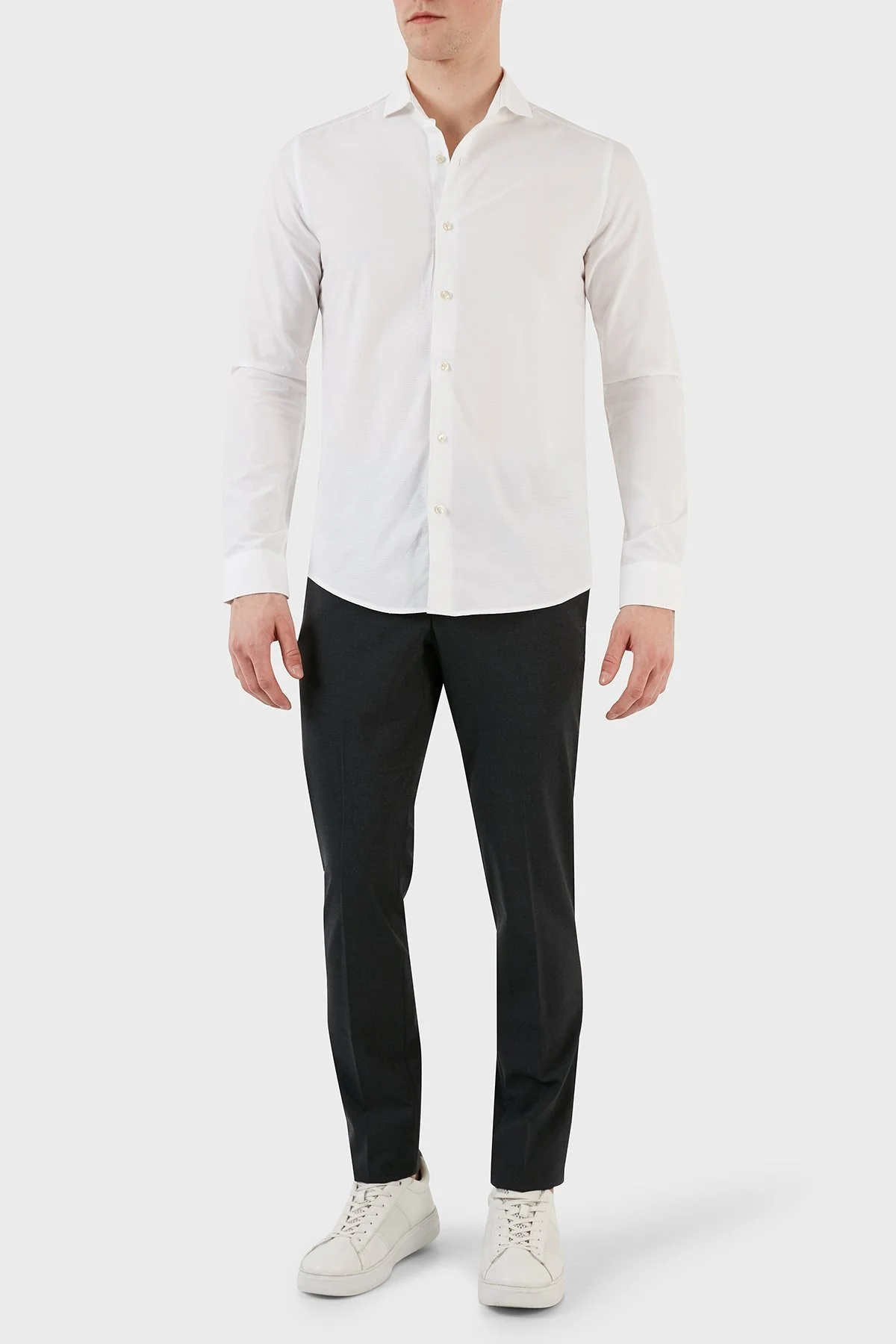 Emporio Armani Yün Karışımlı Skinny-Cut Erkek Pantolon H41P68 01506 630 SİYAH - 1