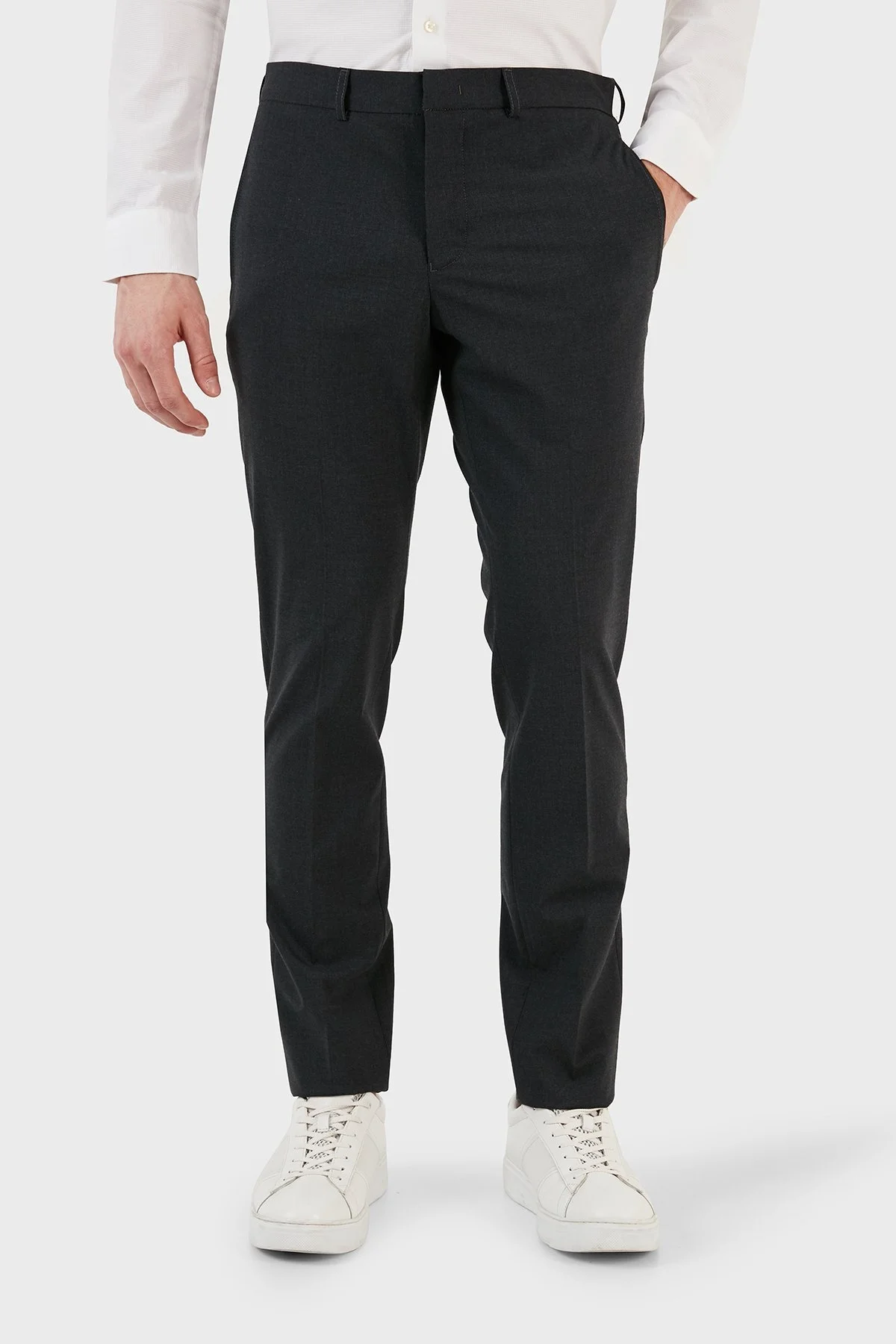 Emporio Armani Yün Karışımlı Skinny-Cut Erkek Pantolon H41P68 01506 630 SİYAH - 5