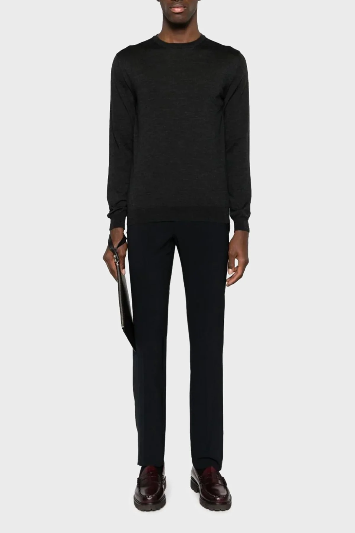 Emporio Armani Yün Karışımlı Skinny-Cut Erkek Pantolon H41P68 01506 999 SİYAH - 6