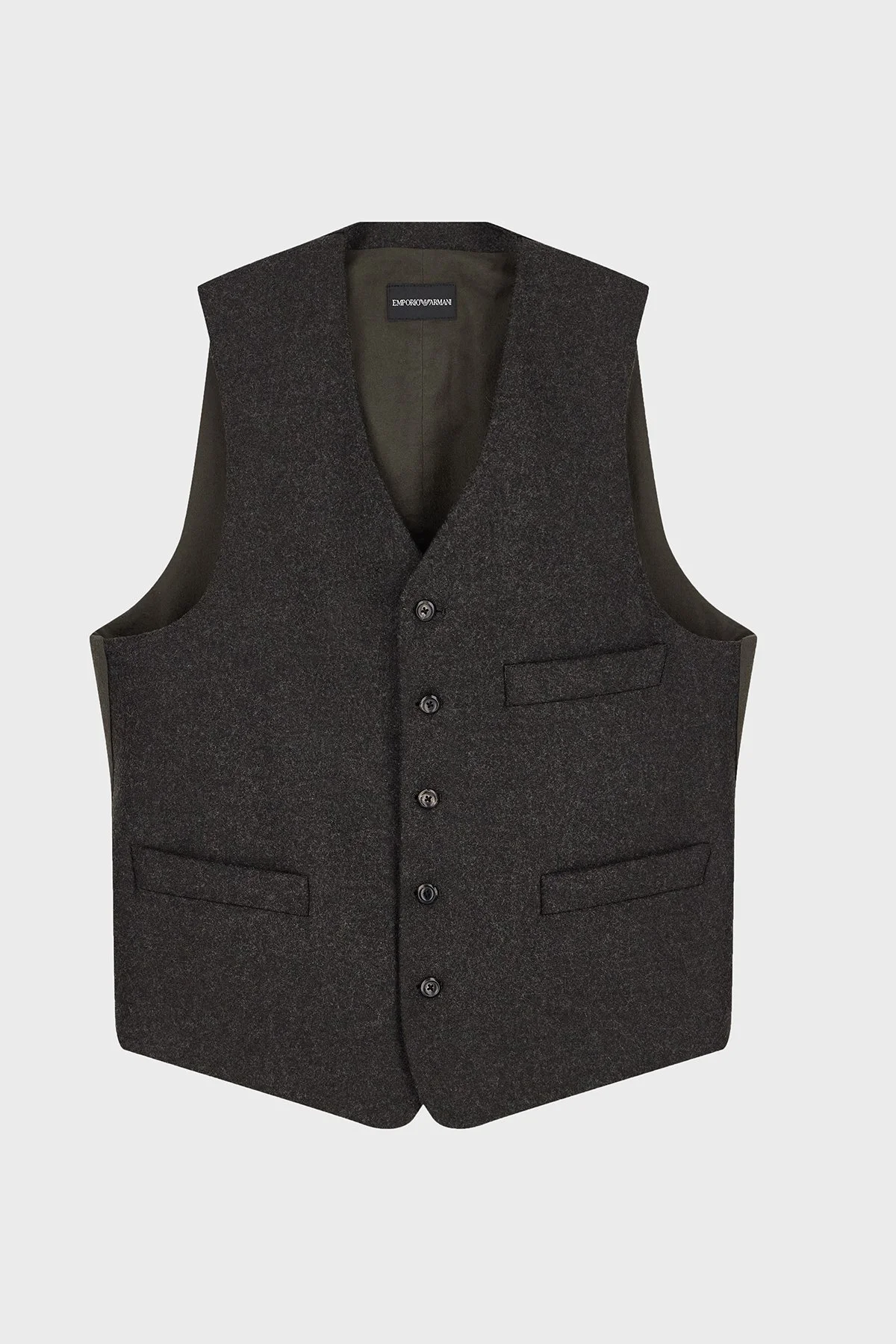 Emporio Armani Yün Karışımlı V Yaka Astarlı Erkek Yelek EM007438 TE23205 O6005 Koyu kahve - 2