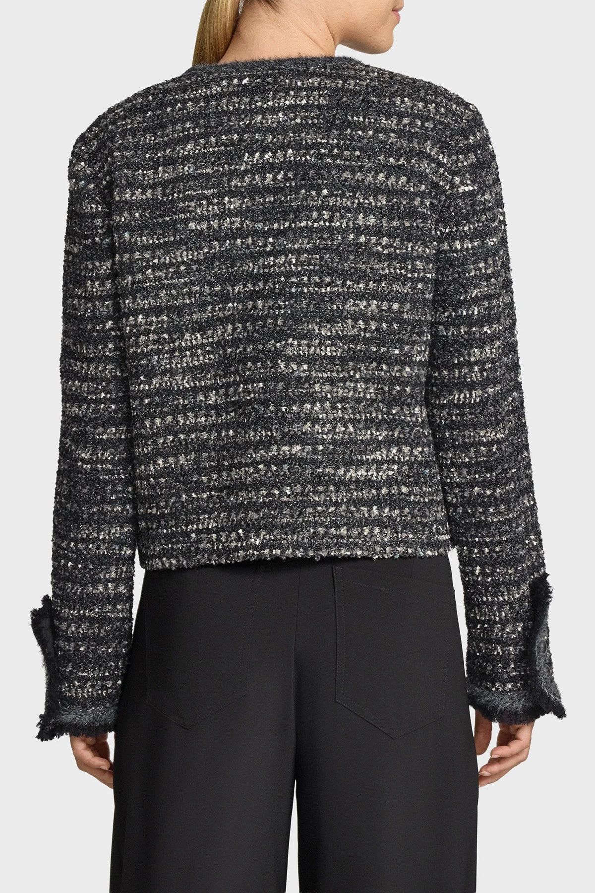 Emporio Armani Yün Karışımlı Yuvarlak Yaka Kadın Ceket EW004236 AF24396 FC366 Gri melanj - 3