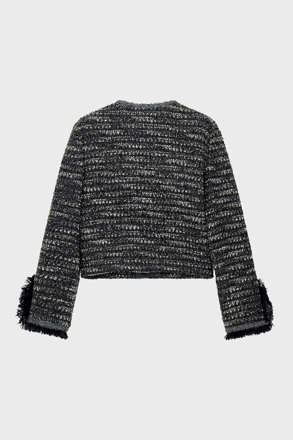Emporio Armani Yün Karışımlı Yuvarlak Yaka Kadın Ceket EW004236 AF24396 FC366 Gri melanj - 6