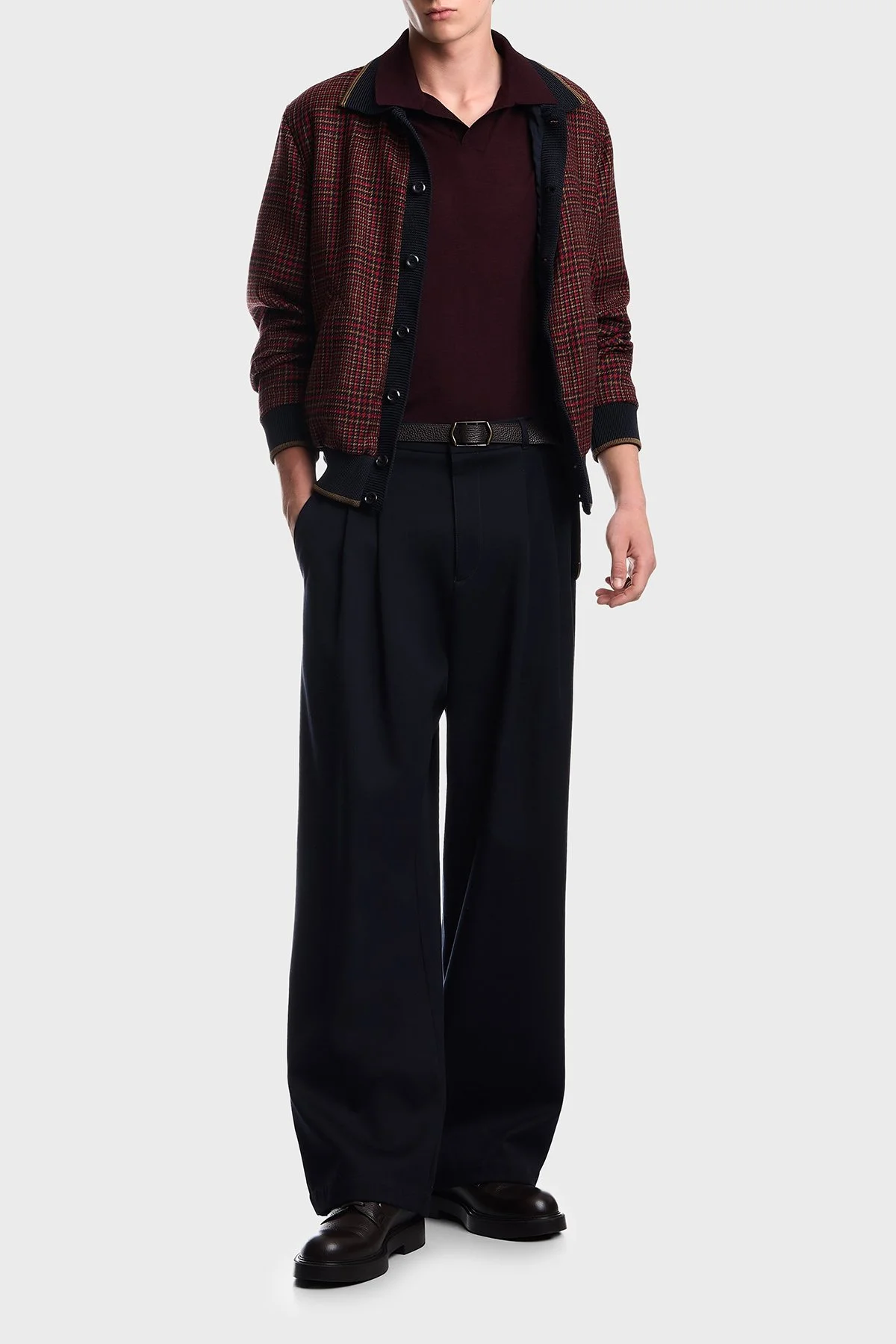 Emporio Armani Yün ve İpek Karışımlı Kısa Kollu Erkek Polo EM006444 AF29802 UA331 Bordo - 2