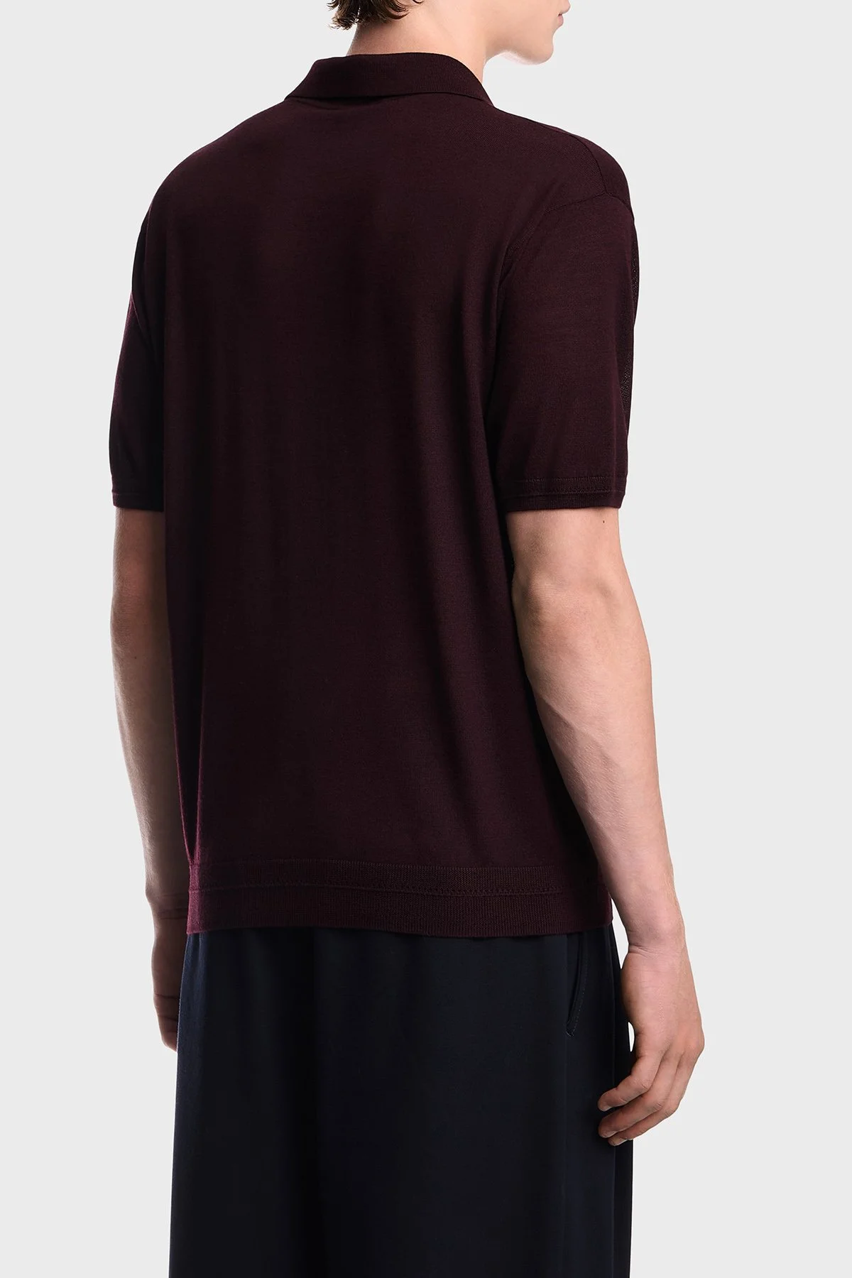 Emporio Armani Yün ve İpek Karışımlı Kısa Kollu Erkek Polo EM006444 AF29802 UA331 Bordo - 3
