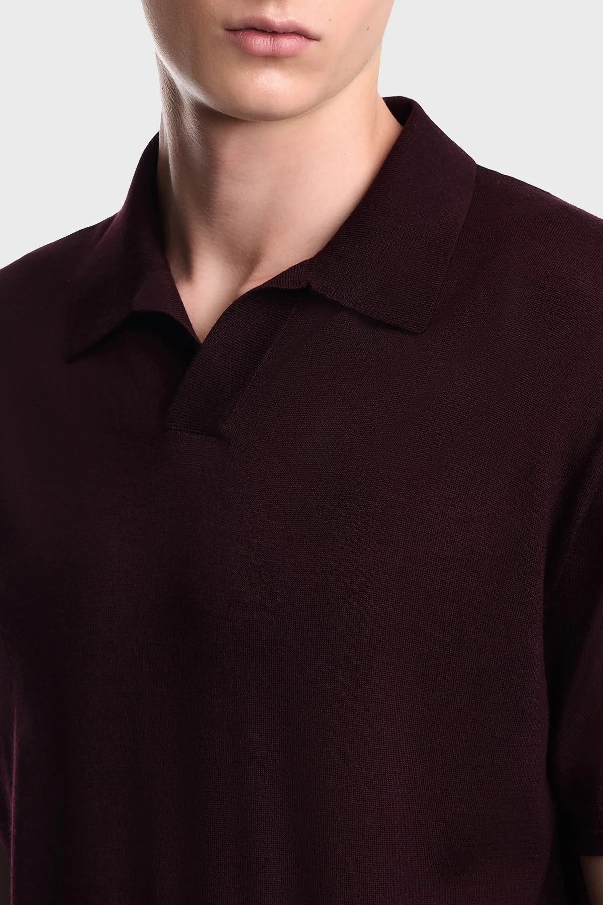 Emporio Armani Yün ve İpek Karışımlı Kısa Kollu Erkek Polo EM006444 AF29802 UA331 Bordo - 4
