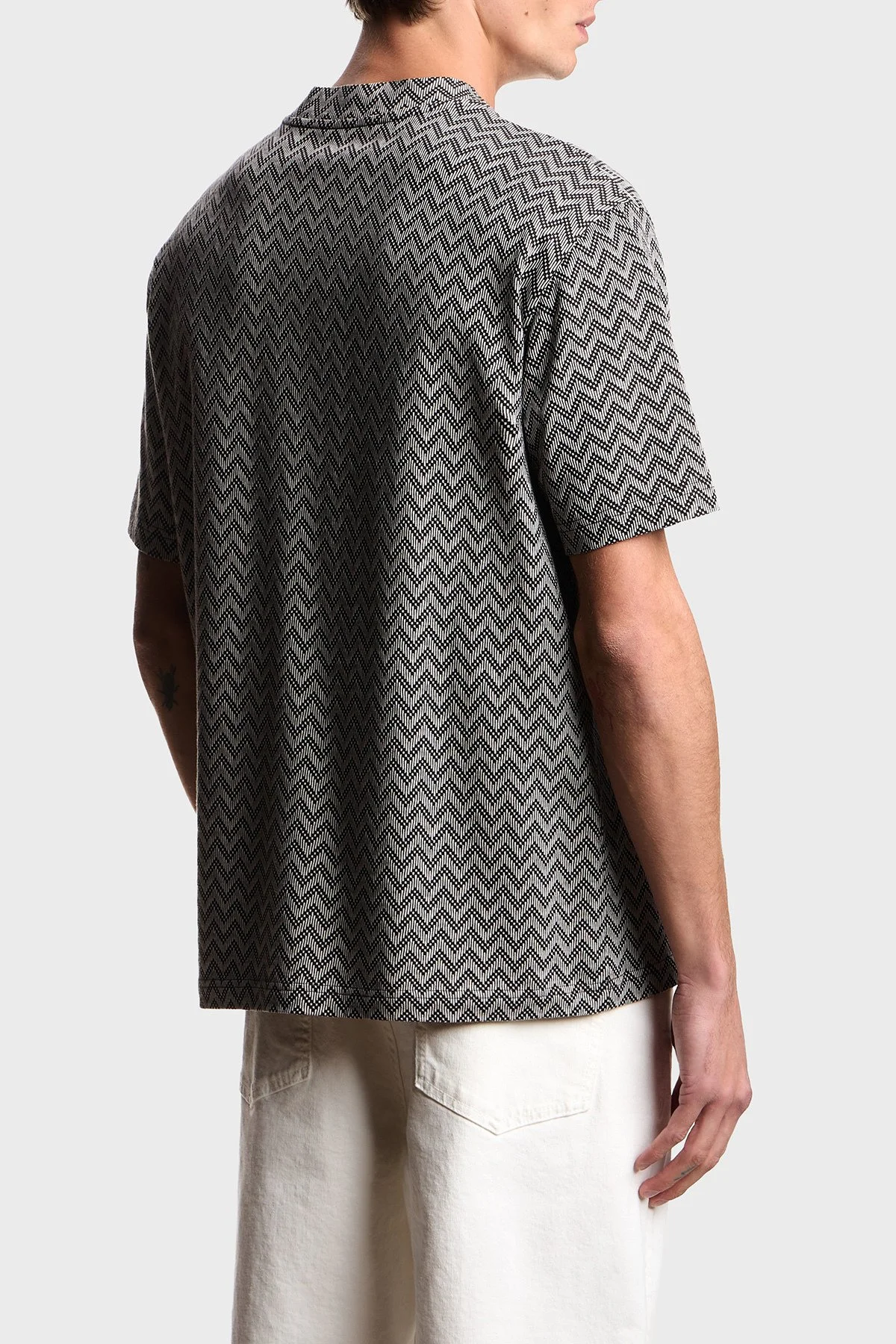 Emporio Armani Yün ve Kaşmir Karışımlı Desneli Bisiklet Yaka Erkek T Shirt EM005546 AF25181 F1008 GRİ - 3
