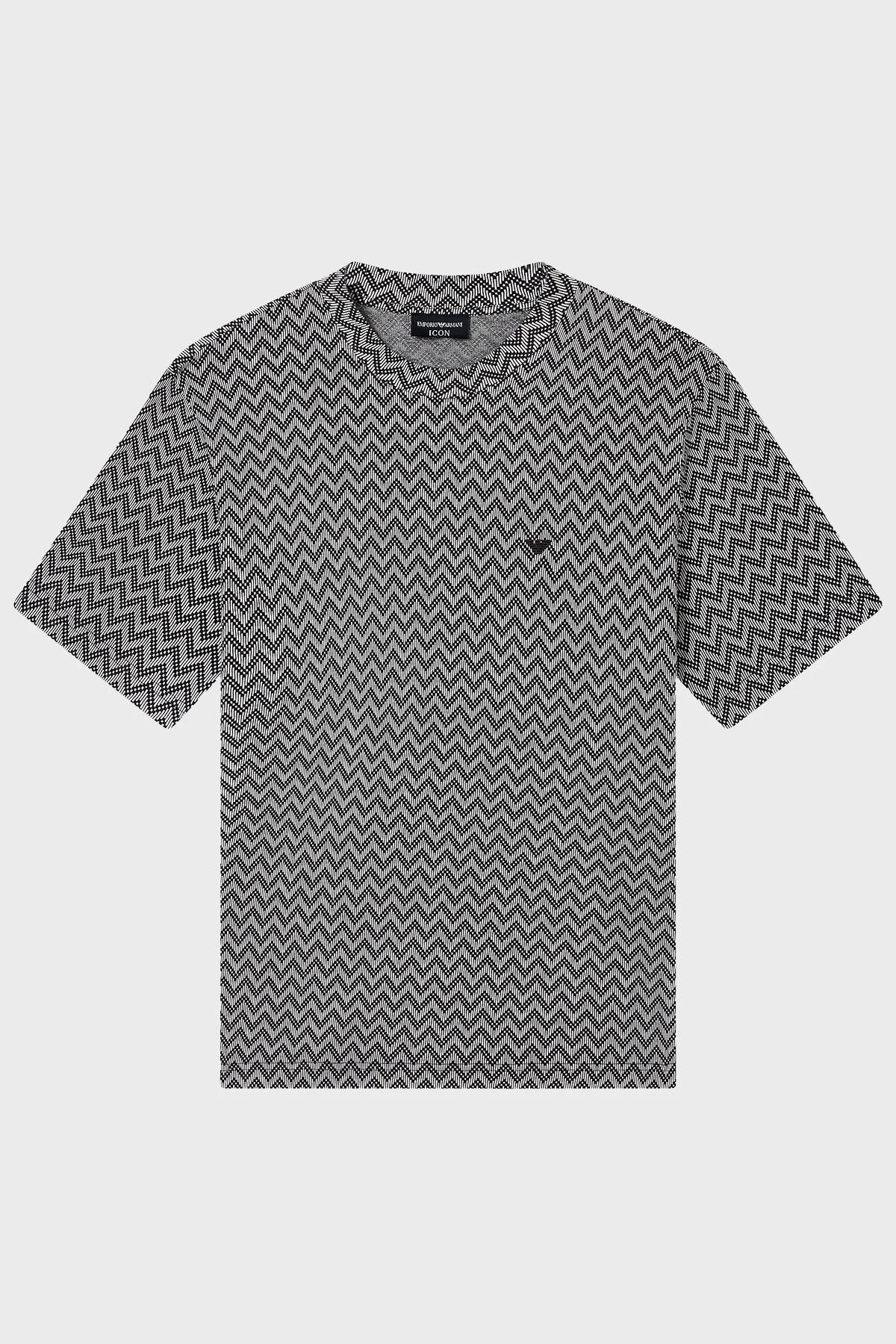 Emporio Armani Yün ve Kaşmir Karışımlı Desneli Bisiklet Yaka Erkek T Shirt EM005546 AF25181 F1008 GRİ - 5
