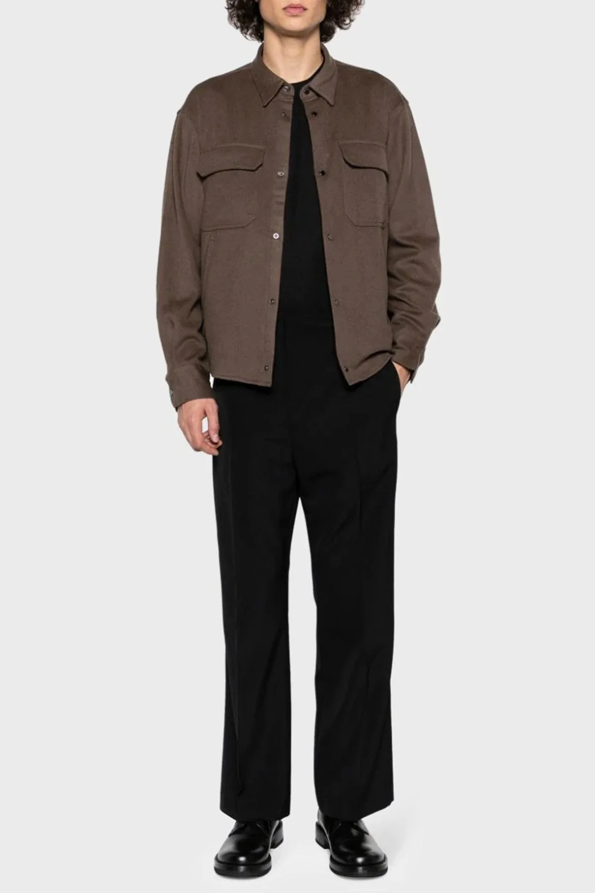 Emporio Armani Yün ve Kaşmir Karışımlı Regular Fit Erkek Gömlek 6R1C61 1NTYZ 0440 KAHVE - 2