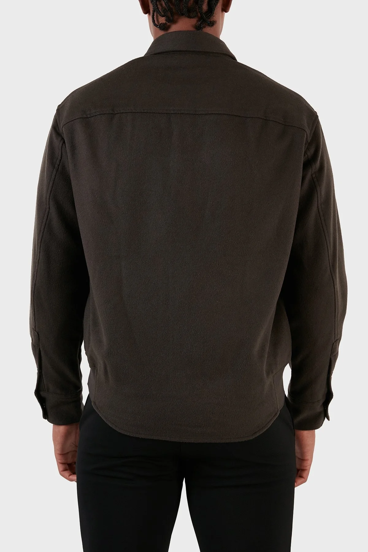 Emporio Armani Yün ve Kaşmir Karışımlı Regular Fit Erkek Gömlek 6R1C61 1NTYZ 05A6 KOYU ANTRASİT - 11