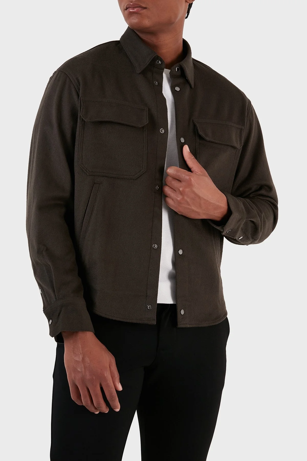 Emporio Armani Yün ve Kaşmir Karışımlı Regular Fit Erkek Gömlek 6R1C61 1NTYZ 05A6 KOYU ANTRASİT - 12