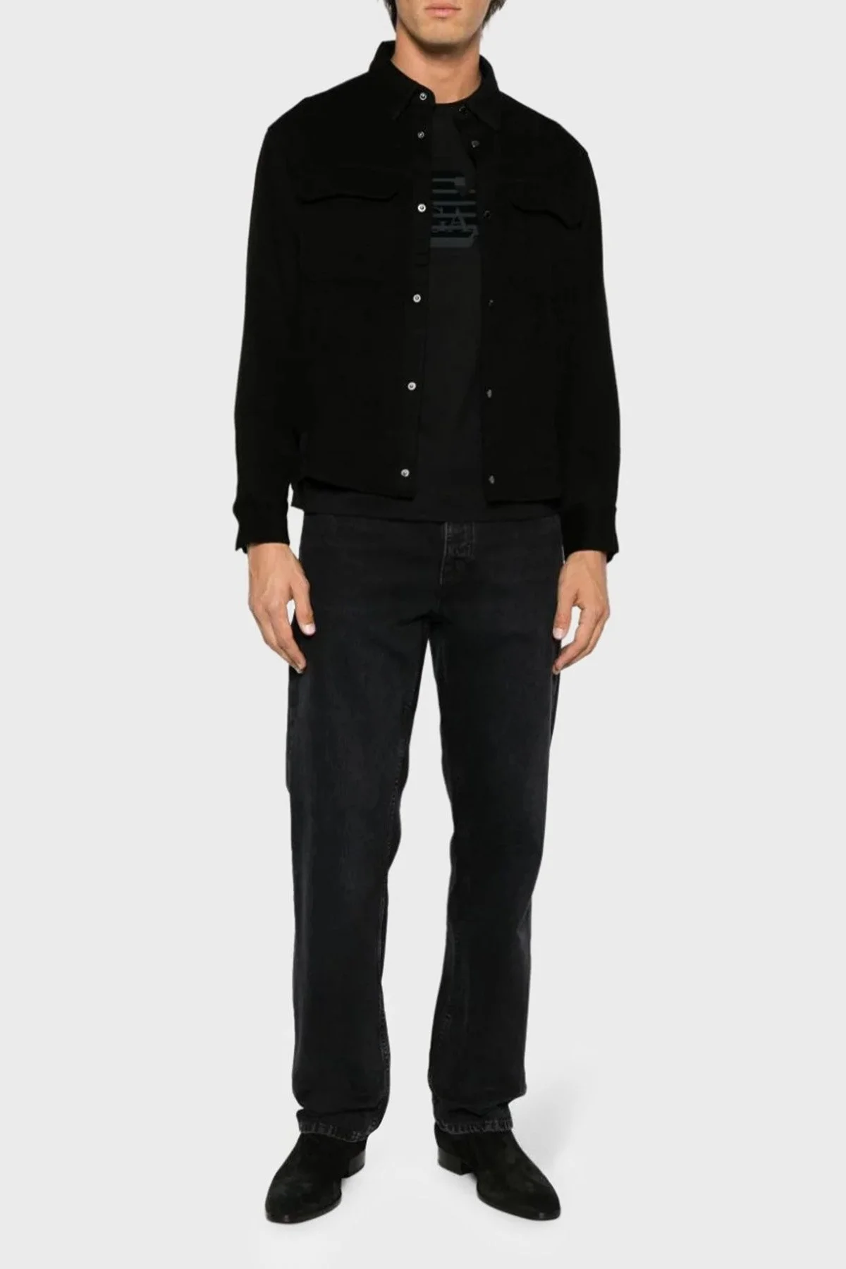 Emporio Armani Yün ve Kaşmir Karışımlı Regular Fit Erkek Gömlek 6R1C61 1NTYZ 0999 SİYAH - 7