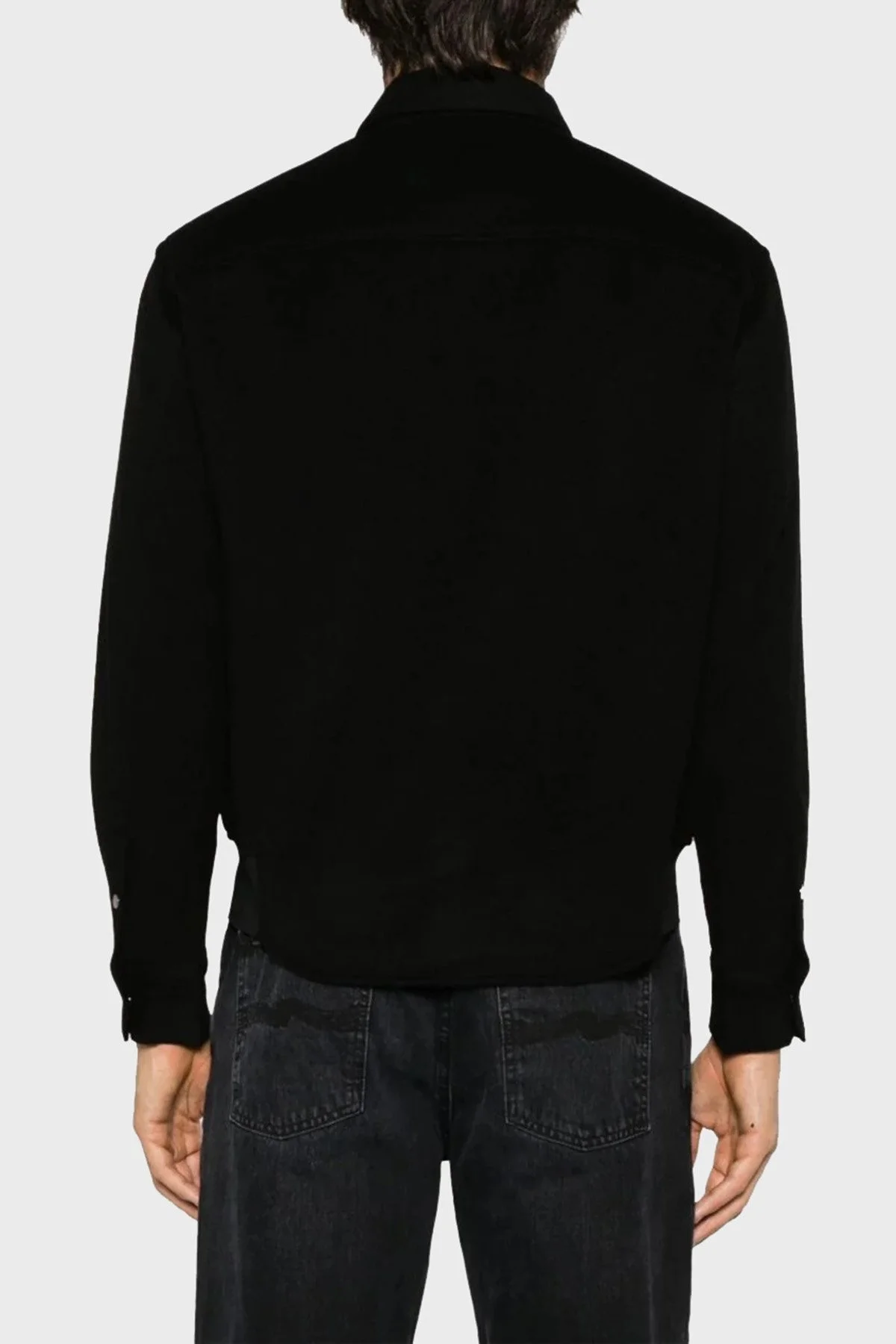 Emporio Armani Yün ve Kaşmir Karışımlı Regular Fit Erkek Gömlek 6R1C61 1NTYZ 0999 SİYAH - 8