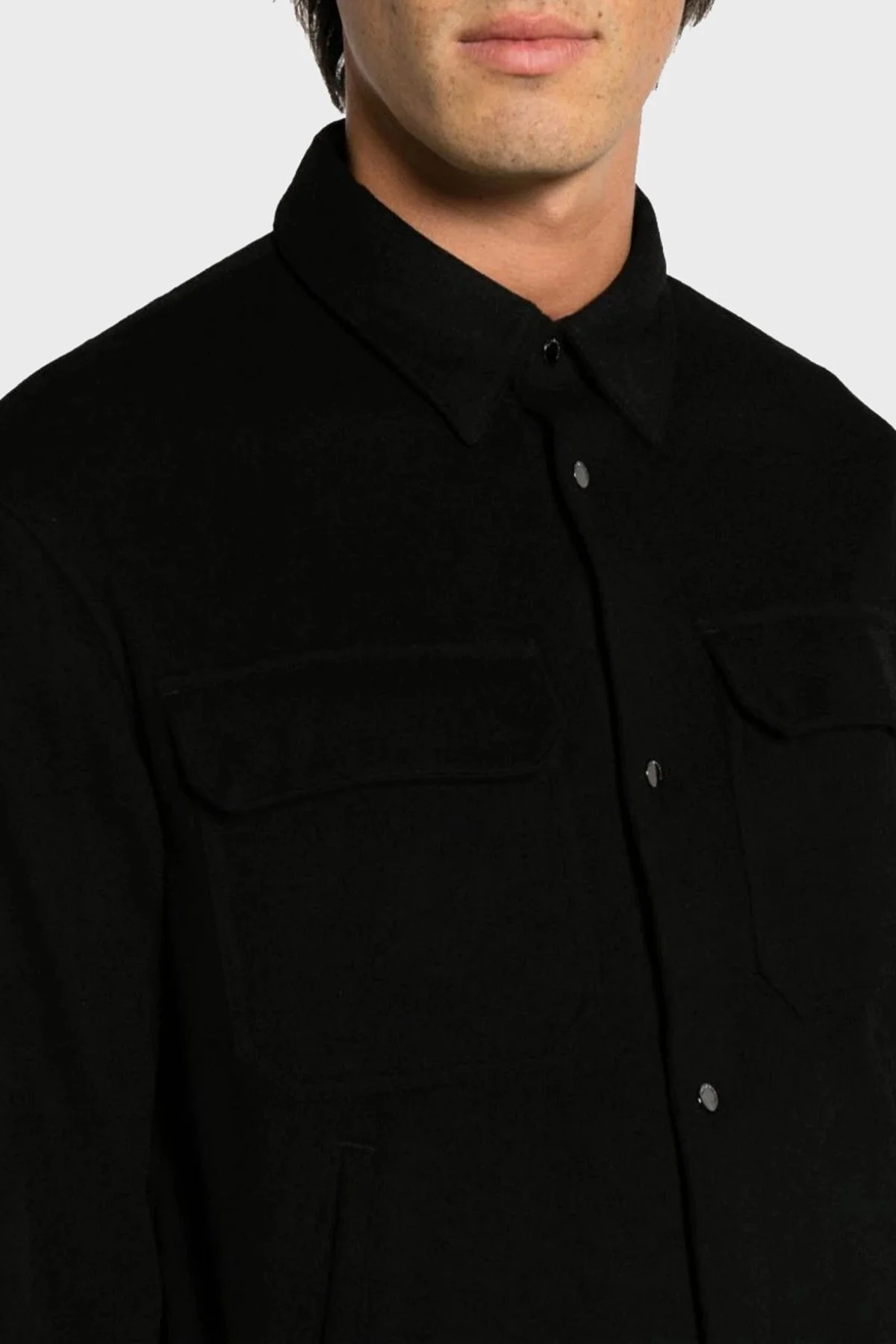 Emporio Armani Yün ve Kaşmir Karışımlı Regular Fit Erkek Gömlek 6R1C61 1NTYZ 0999 SİYAH - 9