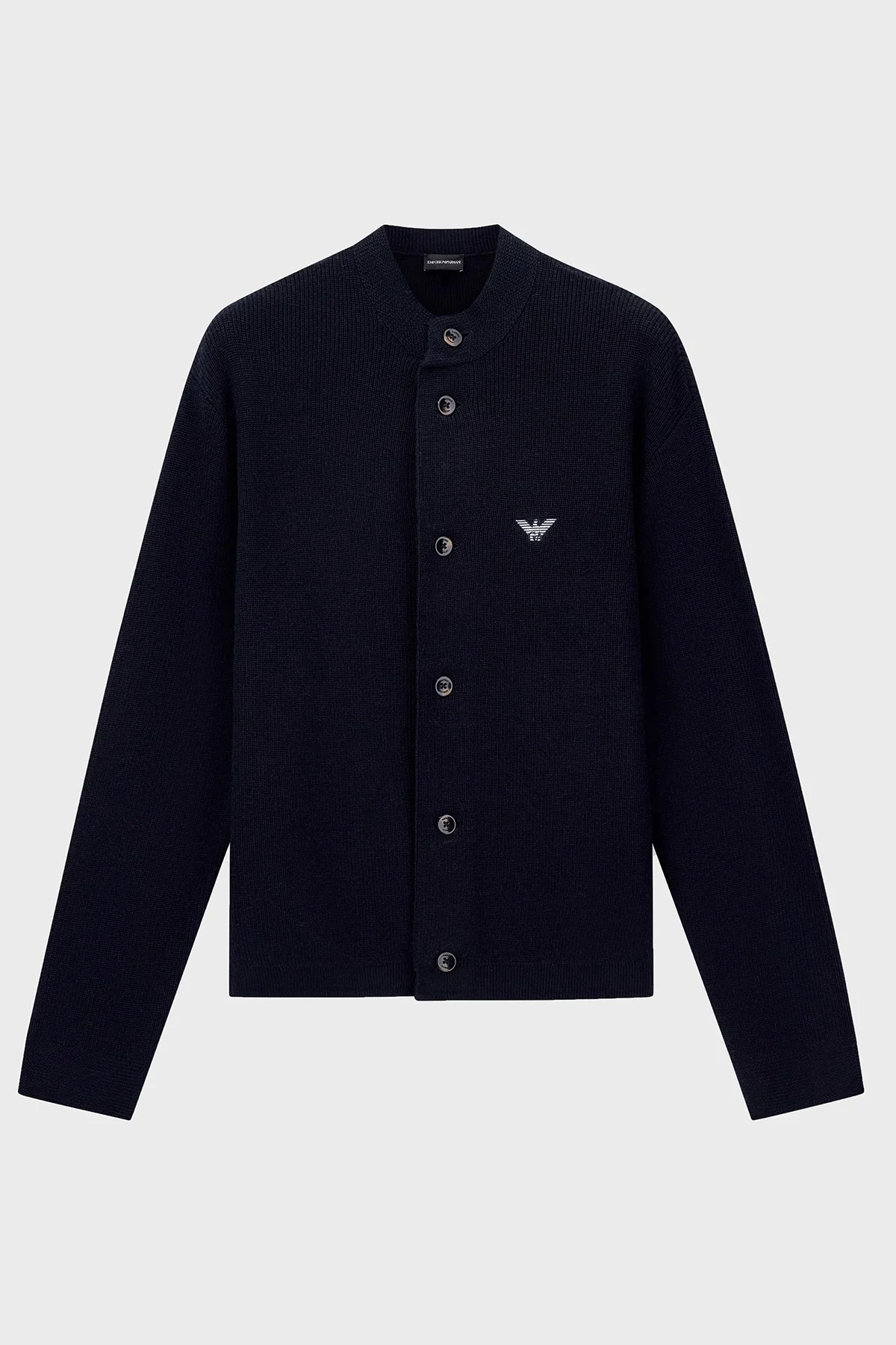 Emporio Armani Yün ve Pamuk Karışımlı Bisiklet Yaka Düğmeli Erkek Hırka EM006289 AF27812 UB118 Lacivert - 6