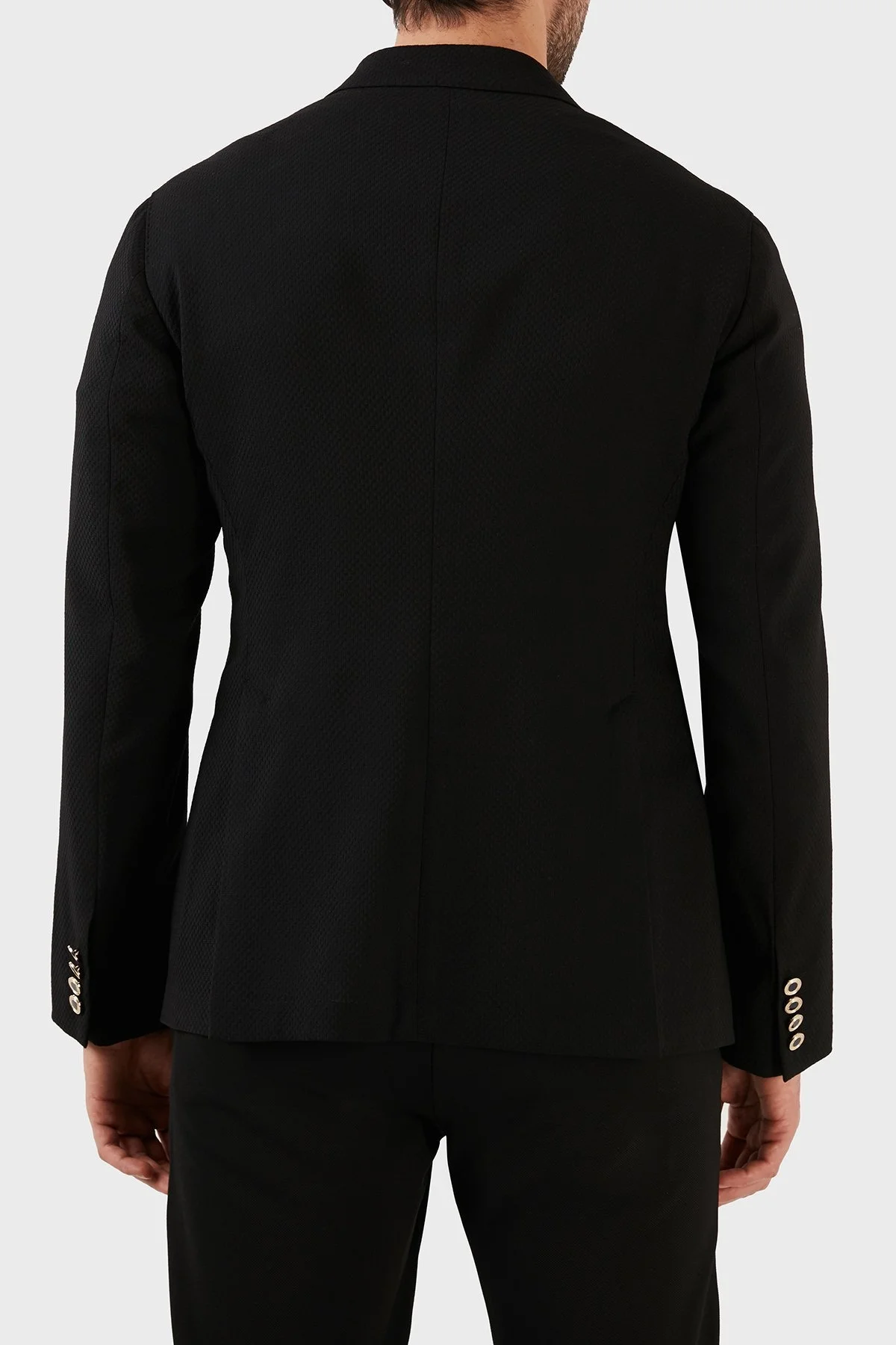 Emporio Armani Yünlü Çift Yırtmaçlı Kruvaze Erkek Ceket D41GC6 D1801 999 SİYAH - 5