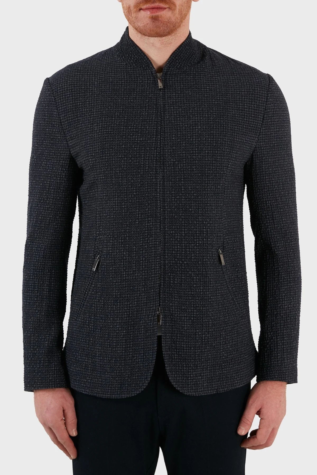 Emporio Armani Yünlü Fermuarlı Dik Yaka Erkek Ceket I1G410 I1010 921 LACİVERT - 1