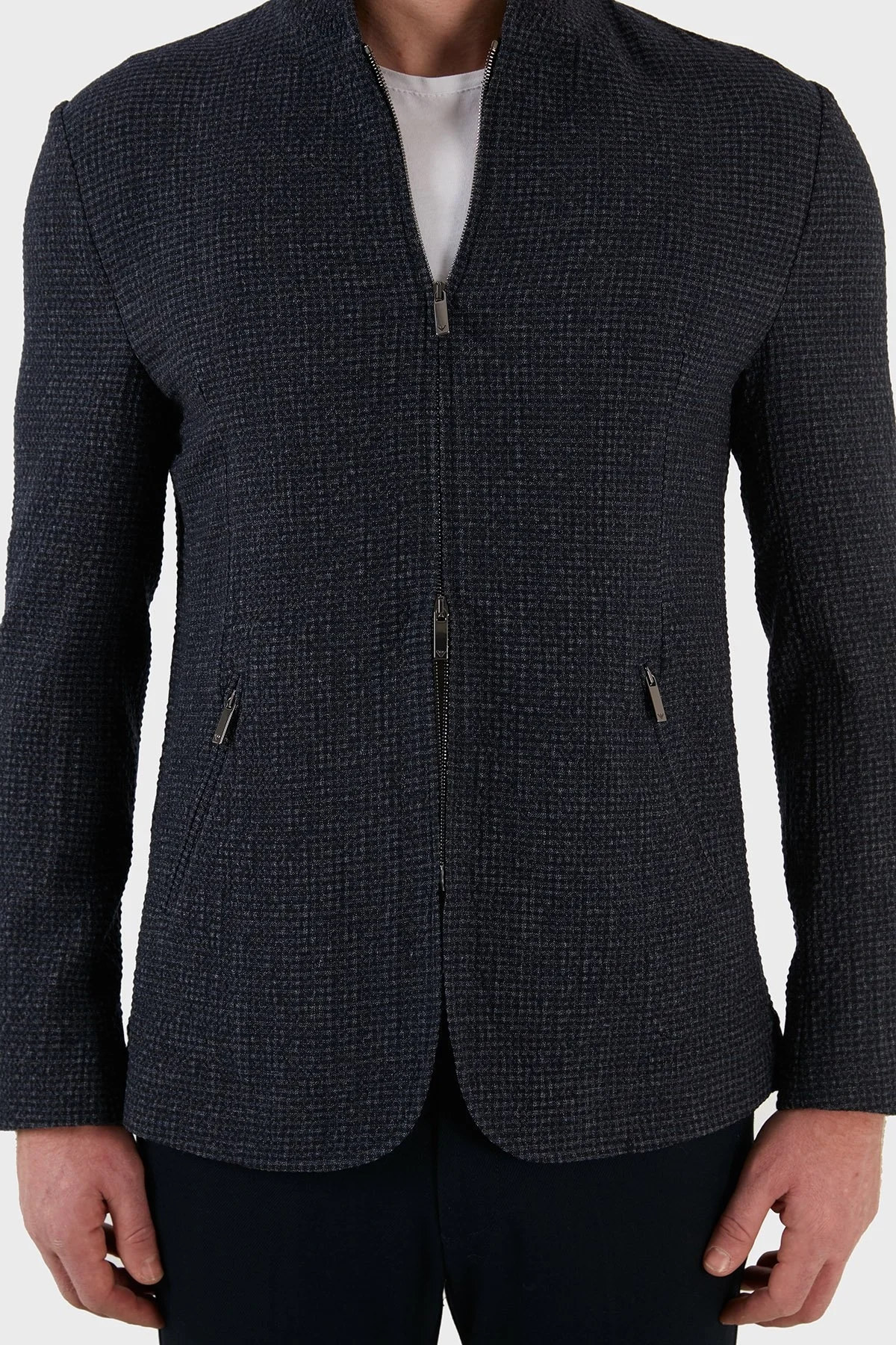 Emporio Armani Yünlü Fermuarlı Dik Yaka Erkek Ceket I1G410 I1010 921 LACİVERT - 4