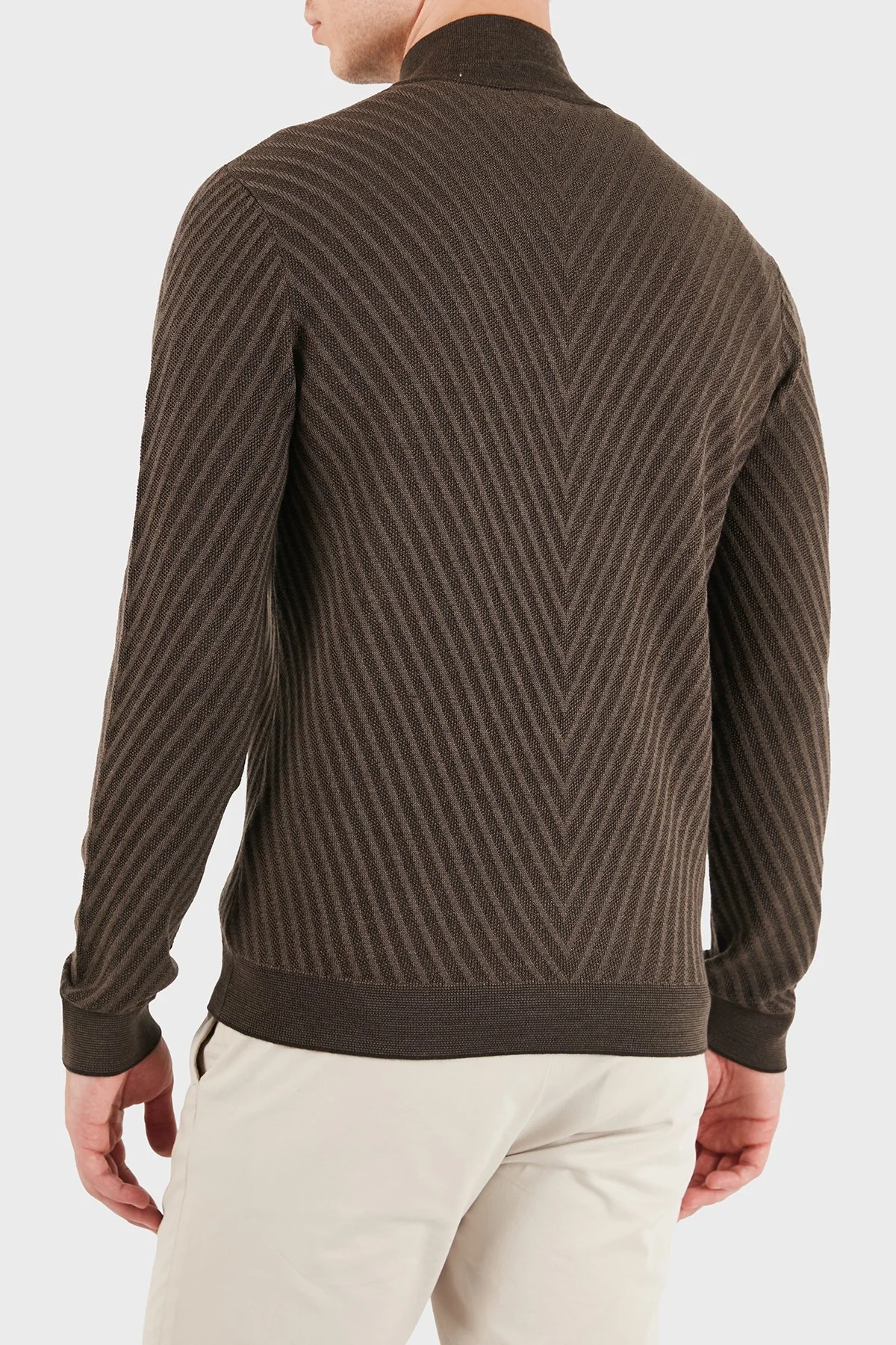 Emporio Armani Yünlü Fermuarlı Dik Yaka Erkek Kazak EM006316 AF27942 F6030 Kahve - 3