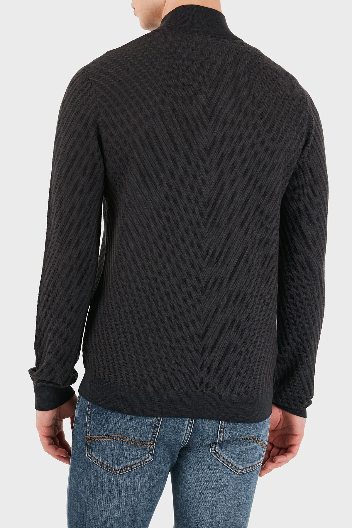 Emporio Armani Yünlü Fermuarlı Dik Yaka Erkek Kazak EM006316 AF27942 FB004 Lacivert - 3