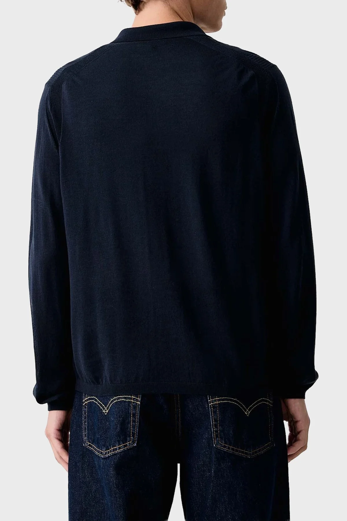 Emporio Armani Yünlü Fermuarlı Erkek Polo Yaka Kazak EM006293 AF29815 UB097 Lacivert - 2