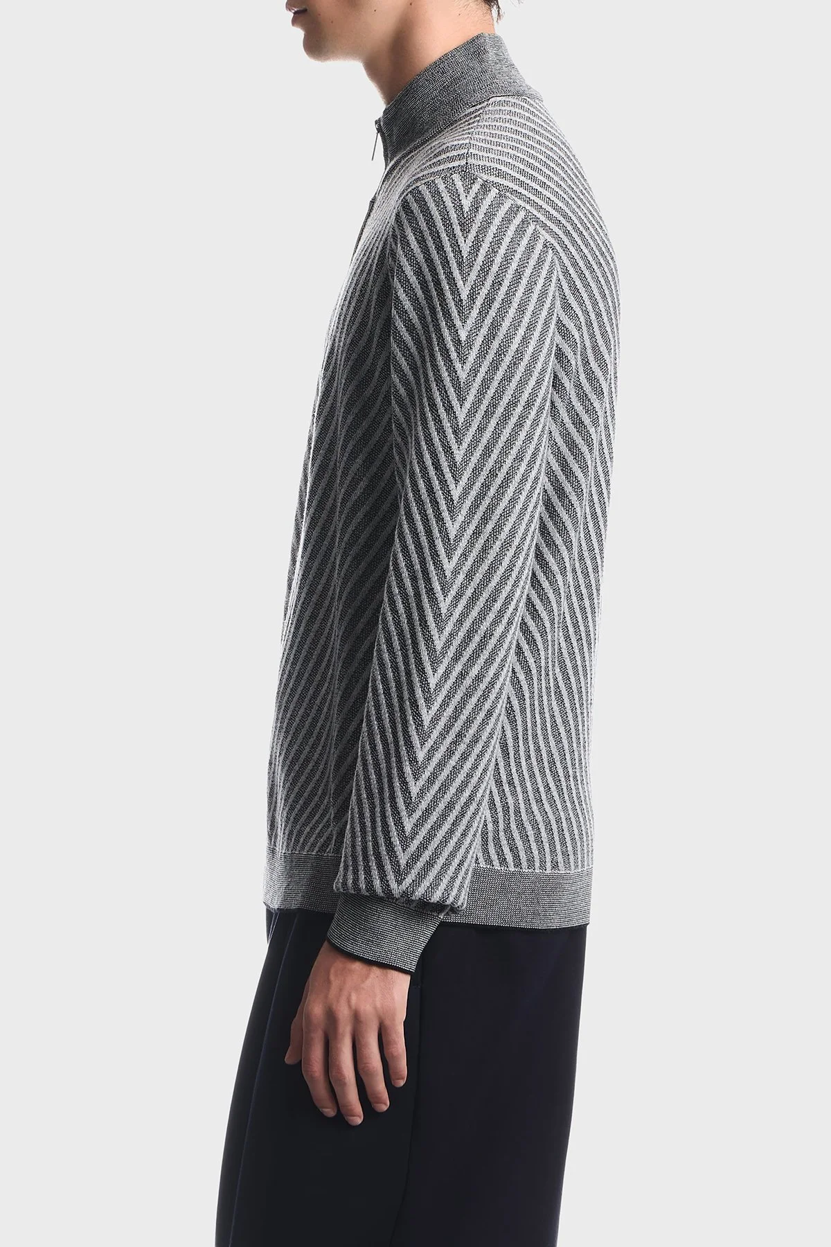 Emporio Armani Yünlü Fermuarlı Polo Yaka Erkek Kazak EM006316 AF27942 FC018 Siyah - 4