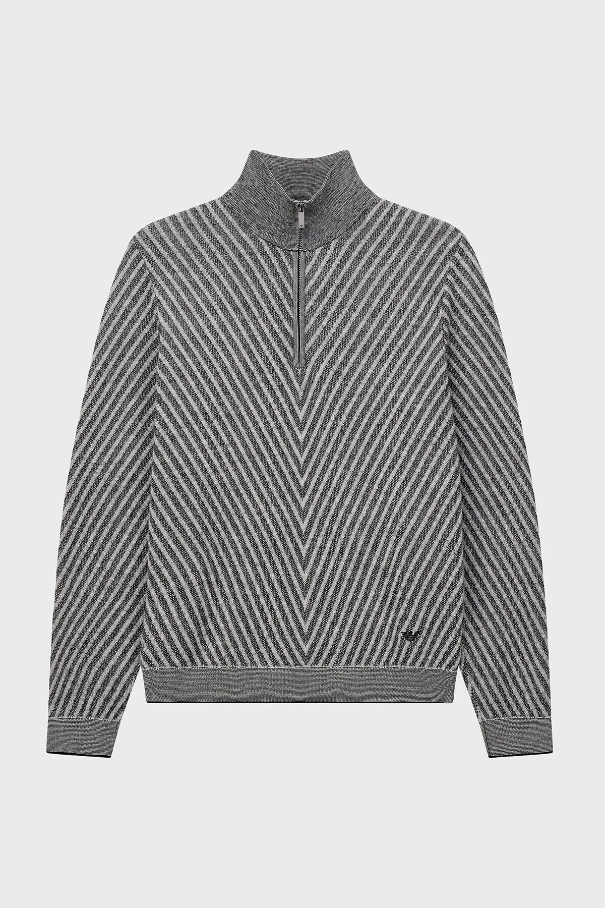 Emporio Armani Yünlü Fermuarlı Polo Yaka Erkek Kazak EM006316 AF27942 FC018 Siyah - 5