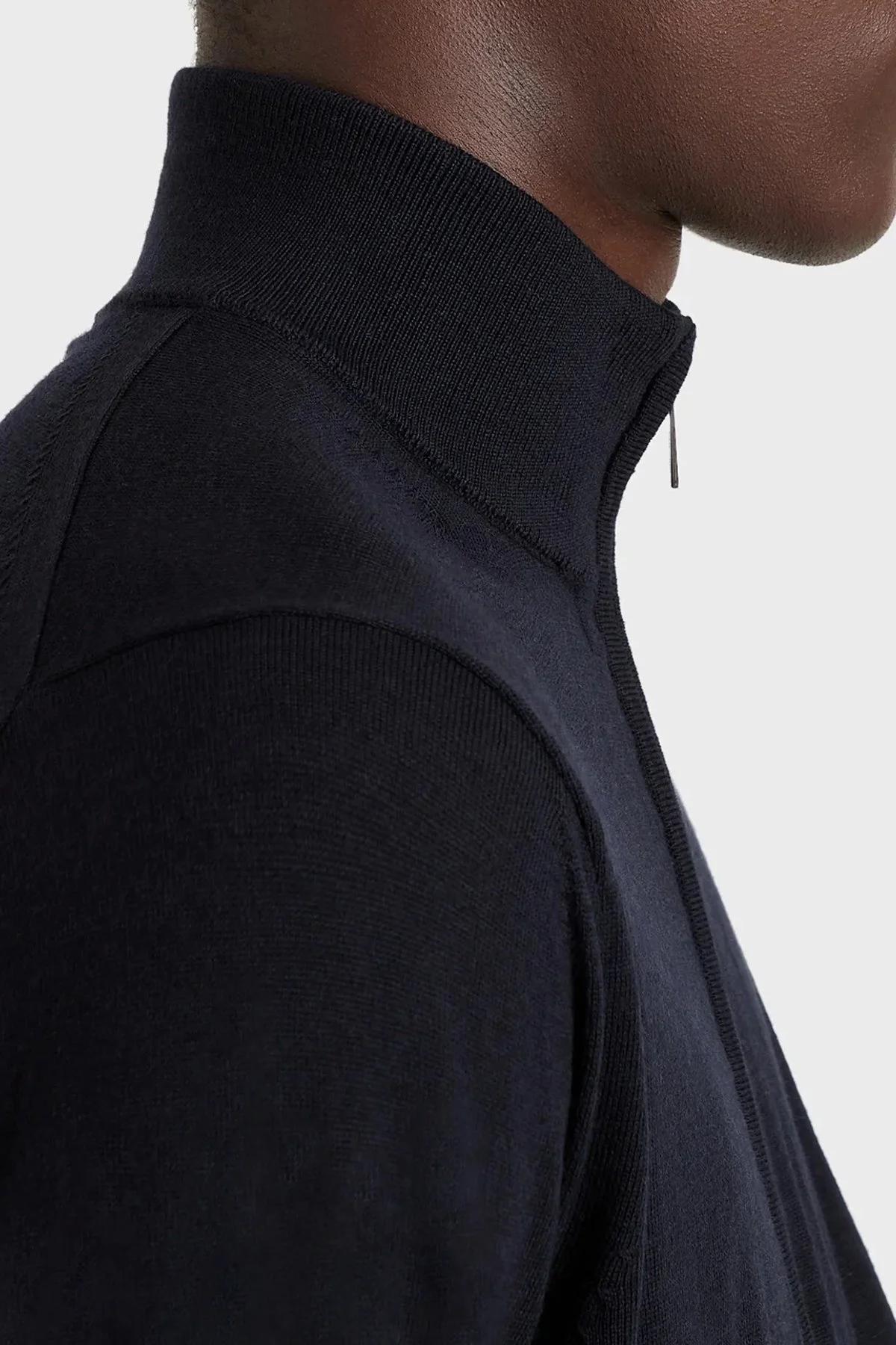 Emporio Armani Yünlü Fermuarlı Regular Fit Dik Yaka Erkek Hırka 8N1MUZ 1MJXZ 0999 SİYAH - 3