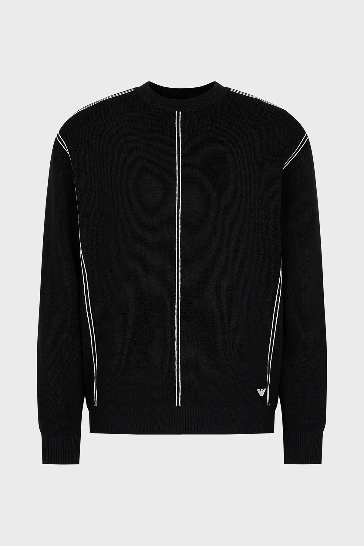 Emporio Armani Yünlü Jakarlı Çizgi Desenli Bisiklet Yaka Regular Fit Erkek Kazak 6R1MX3 1MOZZ 0999 SİYAH - 4