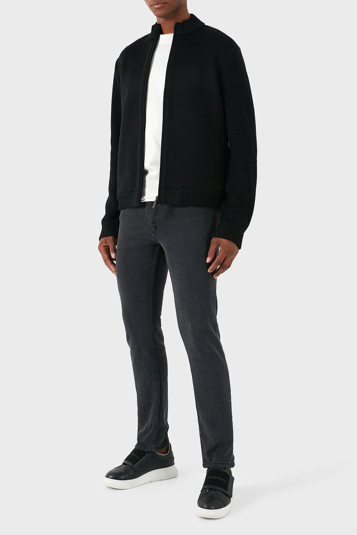 Emporio Armani Yünlü Logolu Regular Fit Dik Yaka Erkek Hırka 6D1BY2 1MF9Z 0999 SİYAH - 2