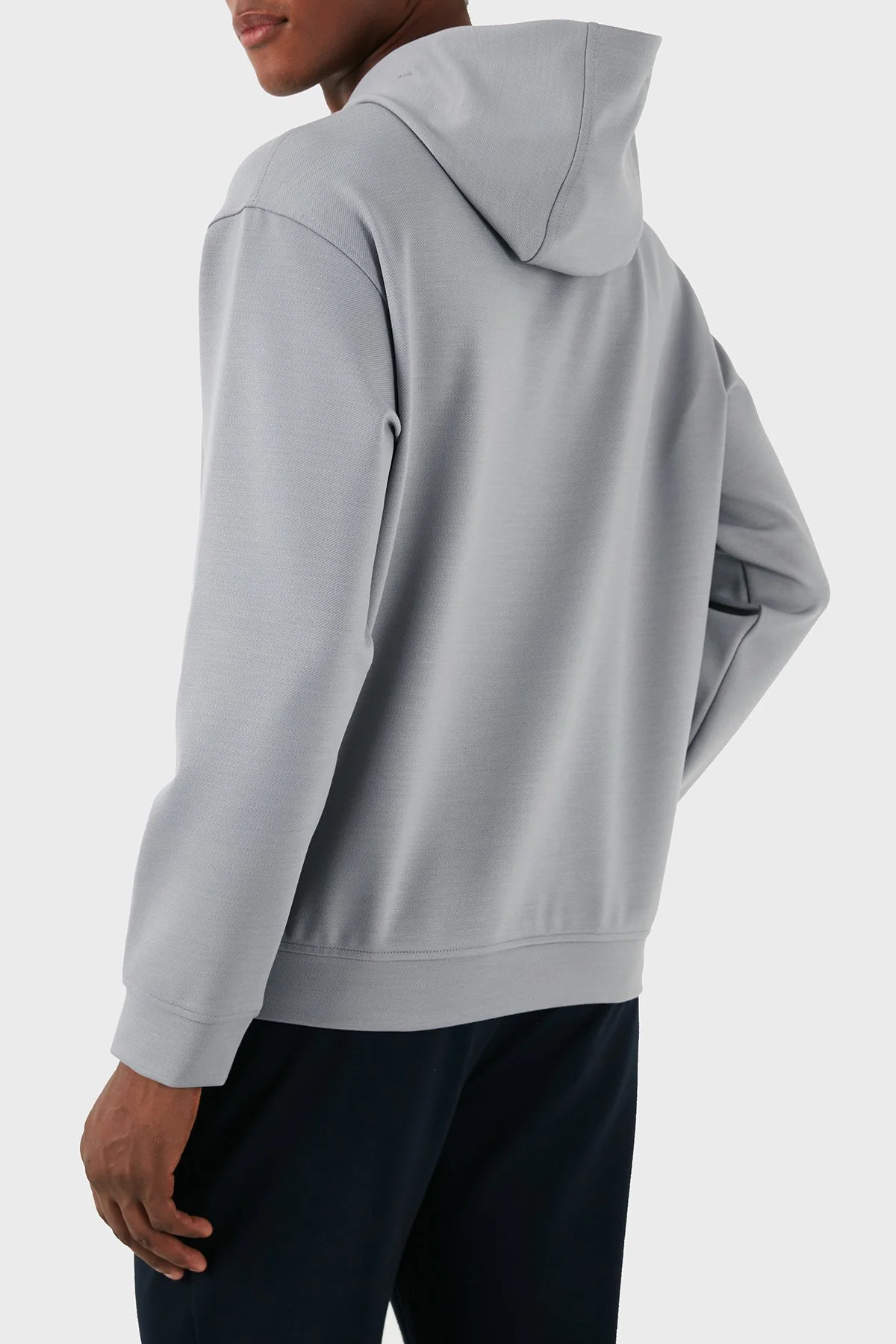 Emporio Armani Yünlü Logolu Regular Fit Yarım Fermuarlı Kapüşonlu Erkek Sweat 6D1MC9 1JHQZ 06K3 GRİ - 3