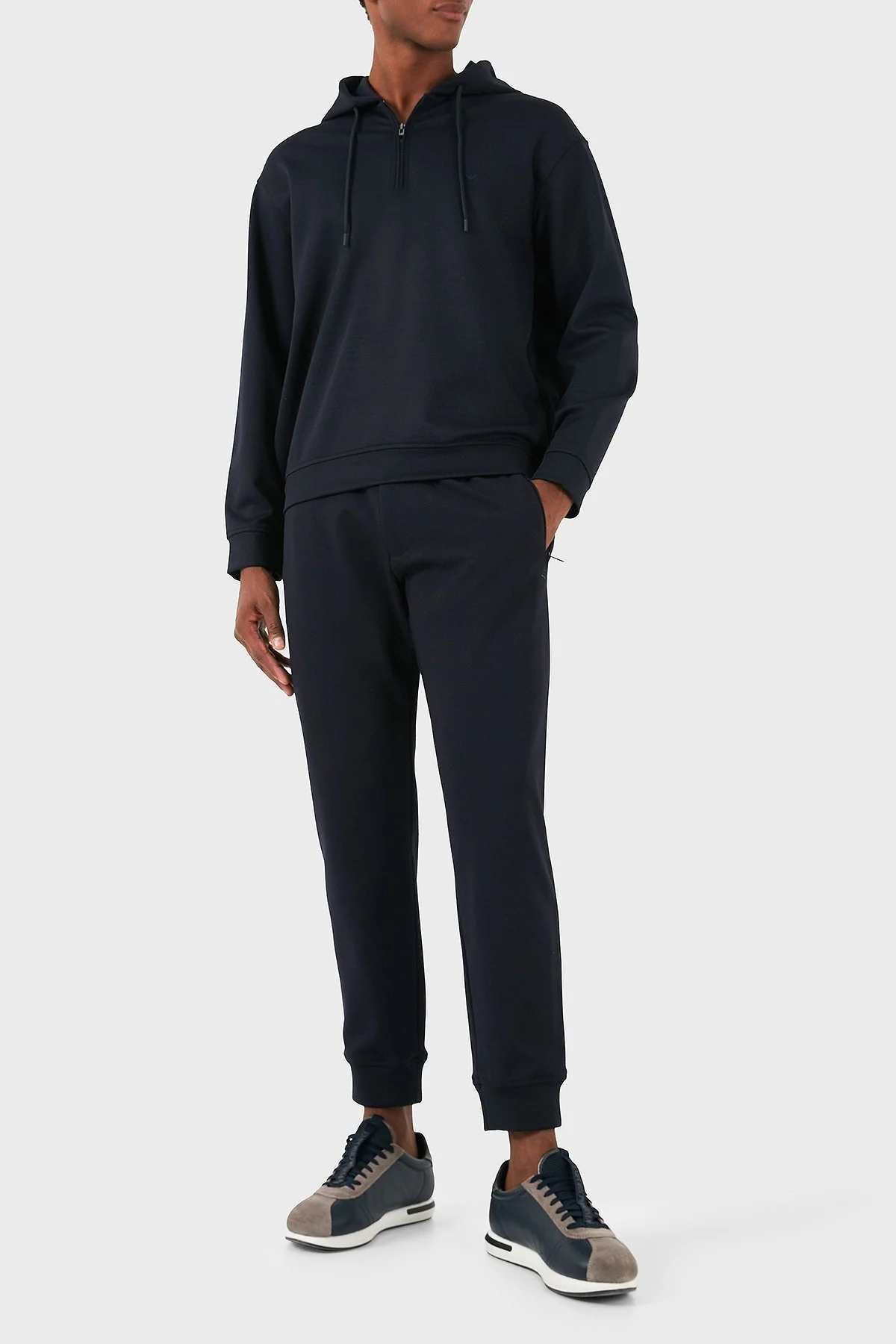 Emporio Armani Yünlü Logolu Regular Fit Yarım Fermuarlı Kapüşonlu Erkek Sweat 6D1MC9 1JHQZ 0920 LACİVERT - 2
