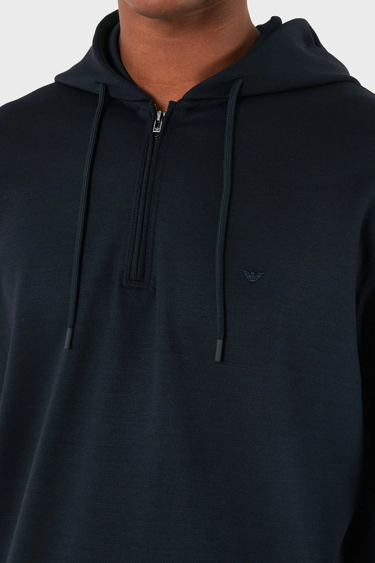 Emporio Armani Yünlü Logolu Regular Fit Yarım Fermuarlı Kapüşonlu Erkek Sweat 6D1MC9 1JHQZ 0920 LACİVERT - 5