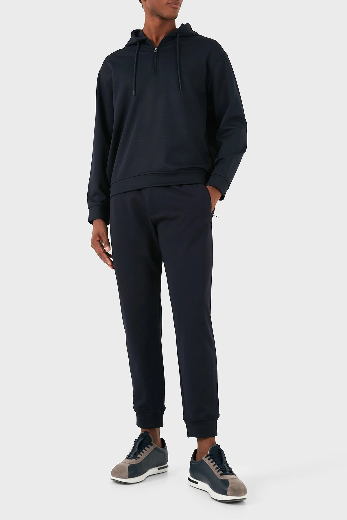 Emporio Armani Yünlü Logolu Regular Fit Yarım Fermuarlı Kapüşonlu Erkek Sweat 6D1MC9 1JHQZ 0920 LACİVERT - 2