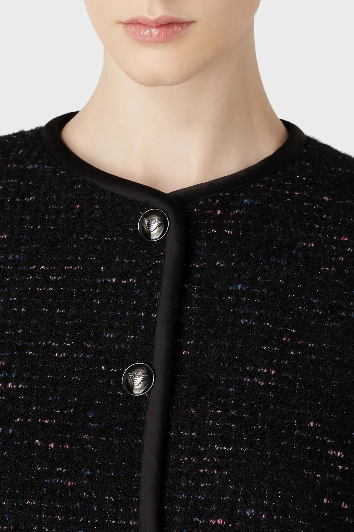 Emporio Armani Yünlü Metalik Marka Logo Kemerli Regular Fit Tüvit Bayan Ceket H4NG1B E9902 010 SİYAH - 5