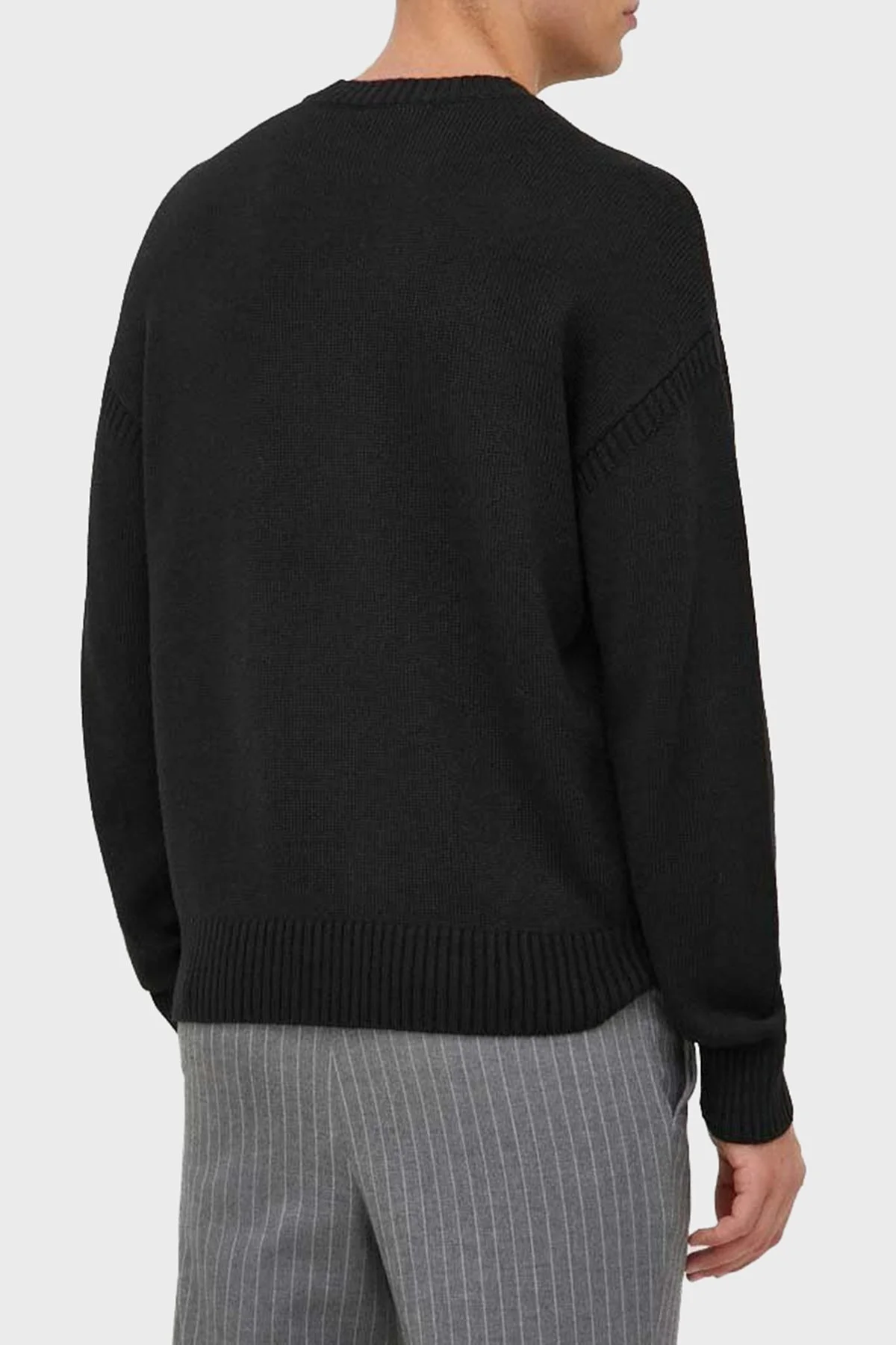 Emporio Armani Yünlü Örgü Logolu Bisiklet Yaka Regular Fit Erkek Kazak 6R1MXP 1MMAZ F087 SİYAH - 3