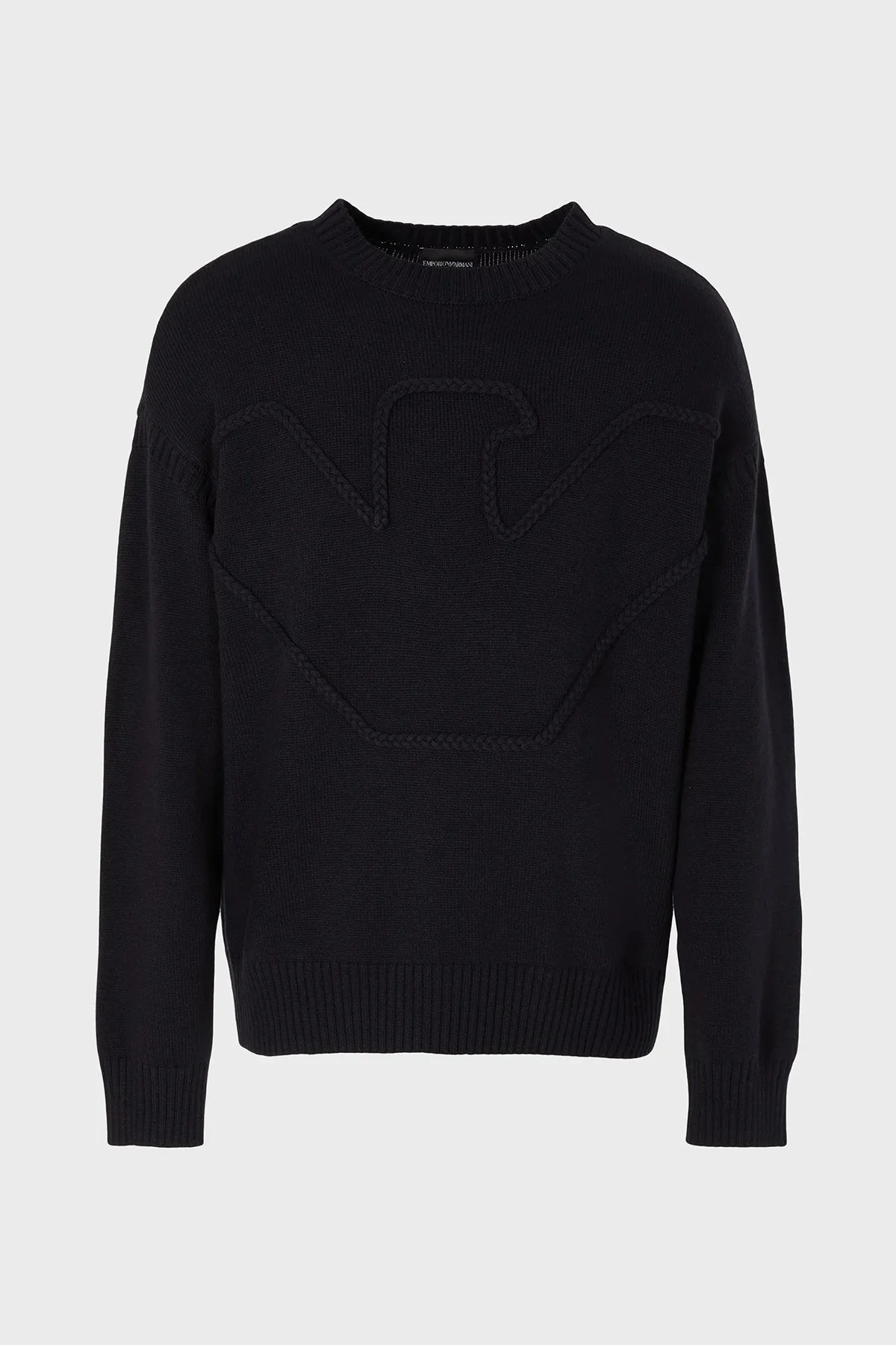 Emporio Armani Yünlü Örgü Logolu Bisiklet Yaka Regular Fit Erkek Kazak 6R1MXP 1MMAZ F961 LACİVERT - 5