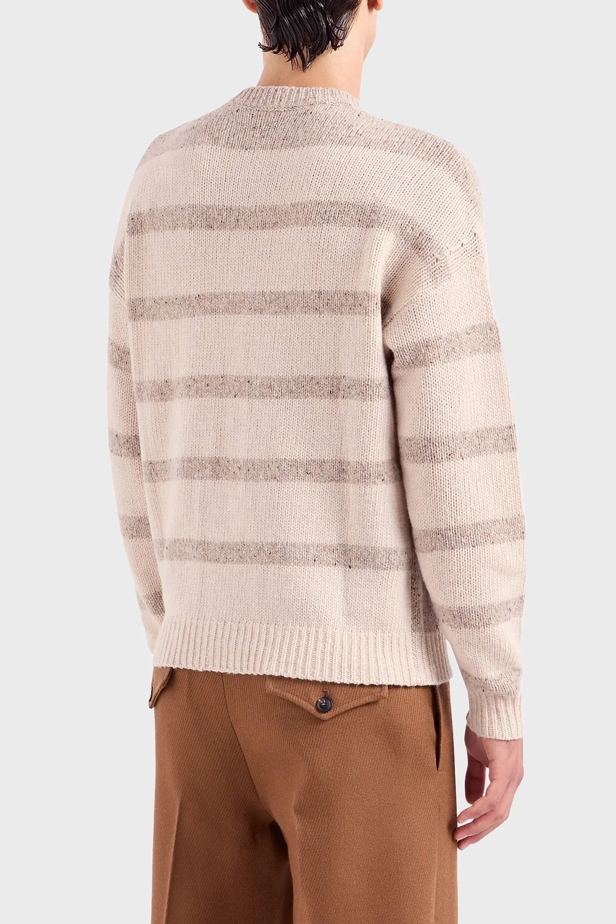 Emporio Armani Yünlü Oversize Bisiklet Yaka Erkek Kazak 6R1MXR 1MMCZ F1F7 BEJ - 2