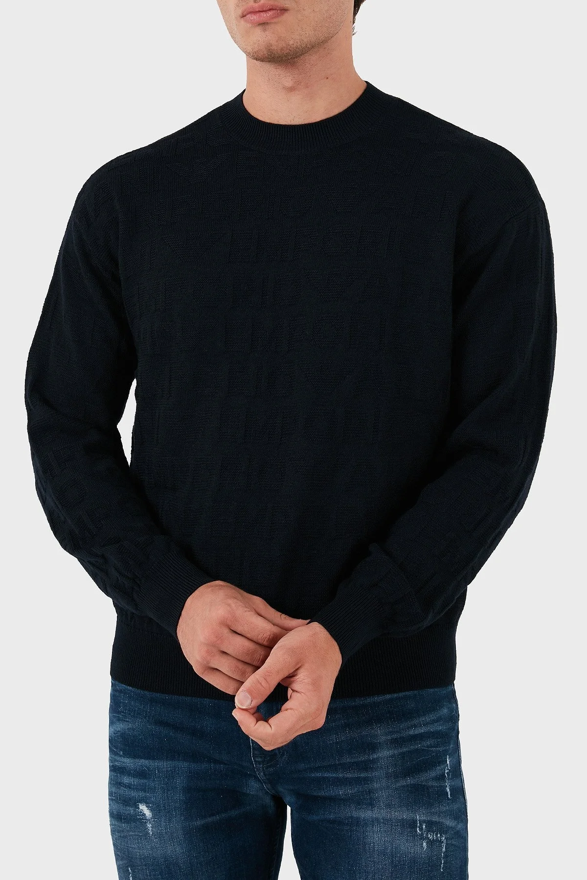 Emporio Armani Yünlü Regular Fit Bisiklet Yaka Erkek Kazak 6D1MXK 1MJNZ 0920 LACİVERT - 1