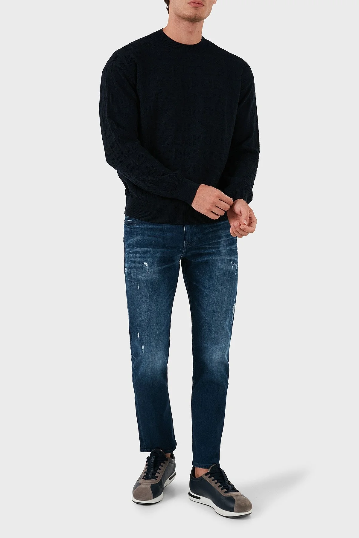 Emporio Armani Yünlü Regular Fit Bisiklet Yaka Erkek Kazak 6D1MXK 1MJNZ 0920 LACİVERT - 3