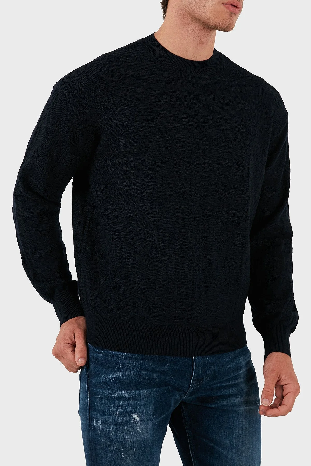 Emporio Armani Yünlü Regular Fit Bisiklet Yaka Erkek Kazak 6D1MXK 1MJNZ 0920 LACİVERT - 4