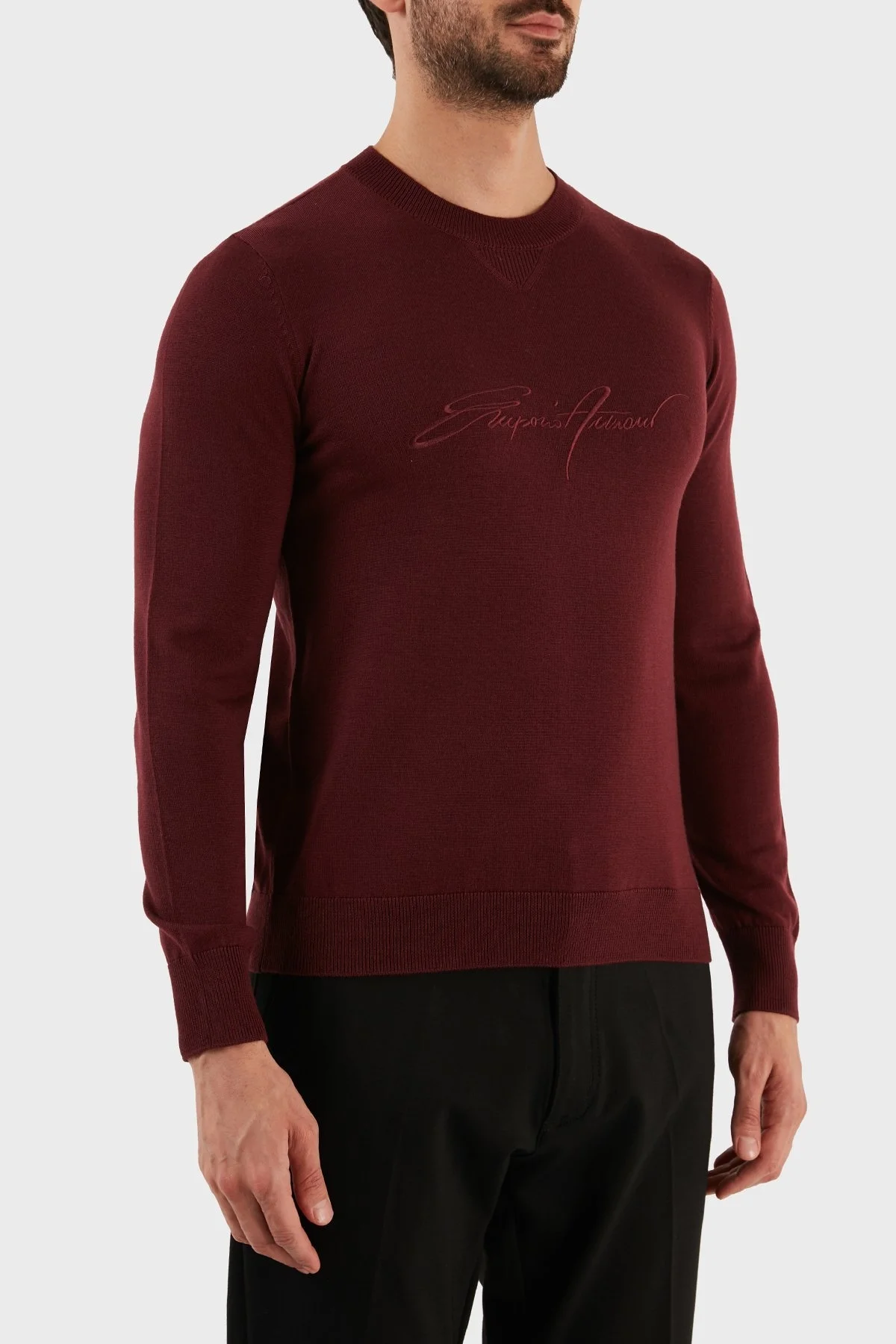 Emporio Armani Yünlü Regular Fit Bisiklet Yaka Erkek Kazak 6L1MXJ 1MBPZ 0397 BORDO - 3