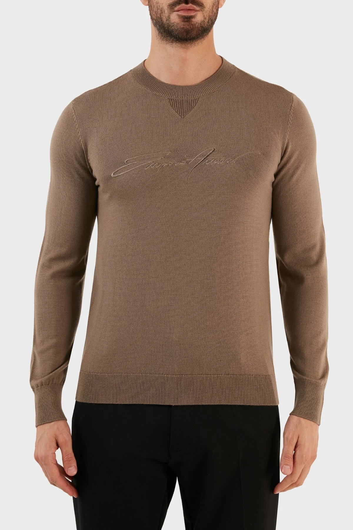 Emporio Armani Yünlü Regular Fit Bisiklet Yaka Erkek Kazak 6L1MXJ 1MBPZ 0431 BEJ - 1